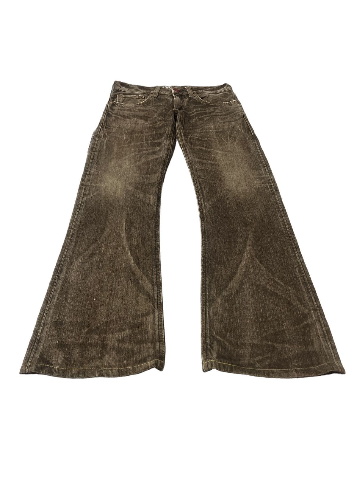 If Six Was Nine FLARED🔥EDWIN 503 BROWN FADED DISTRESSED DENIM PANT Size US 30 / EU 46 - 2 Thumbnail