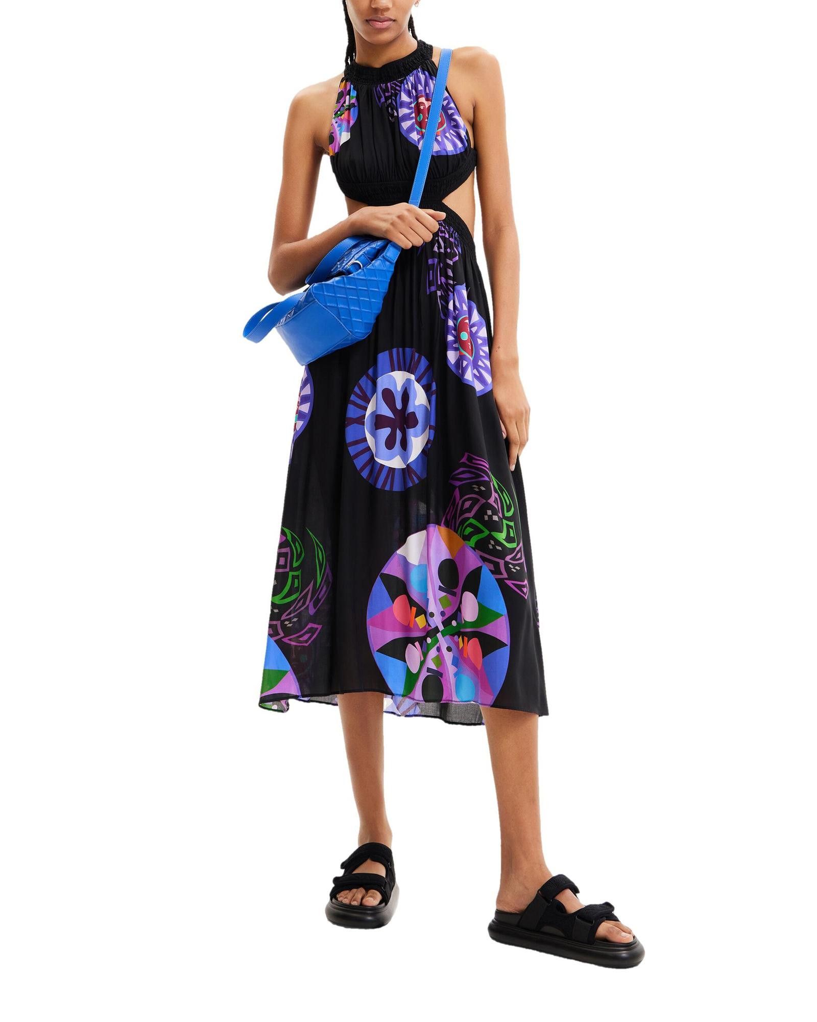 image of Desigual Printed Square Neckline Dress in Purple, Women's (Size XL)