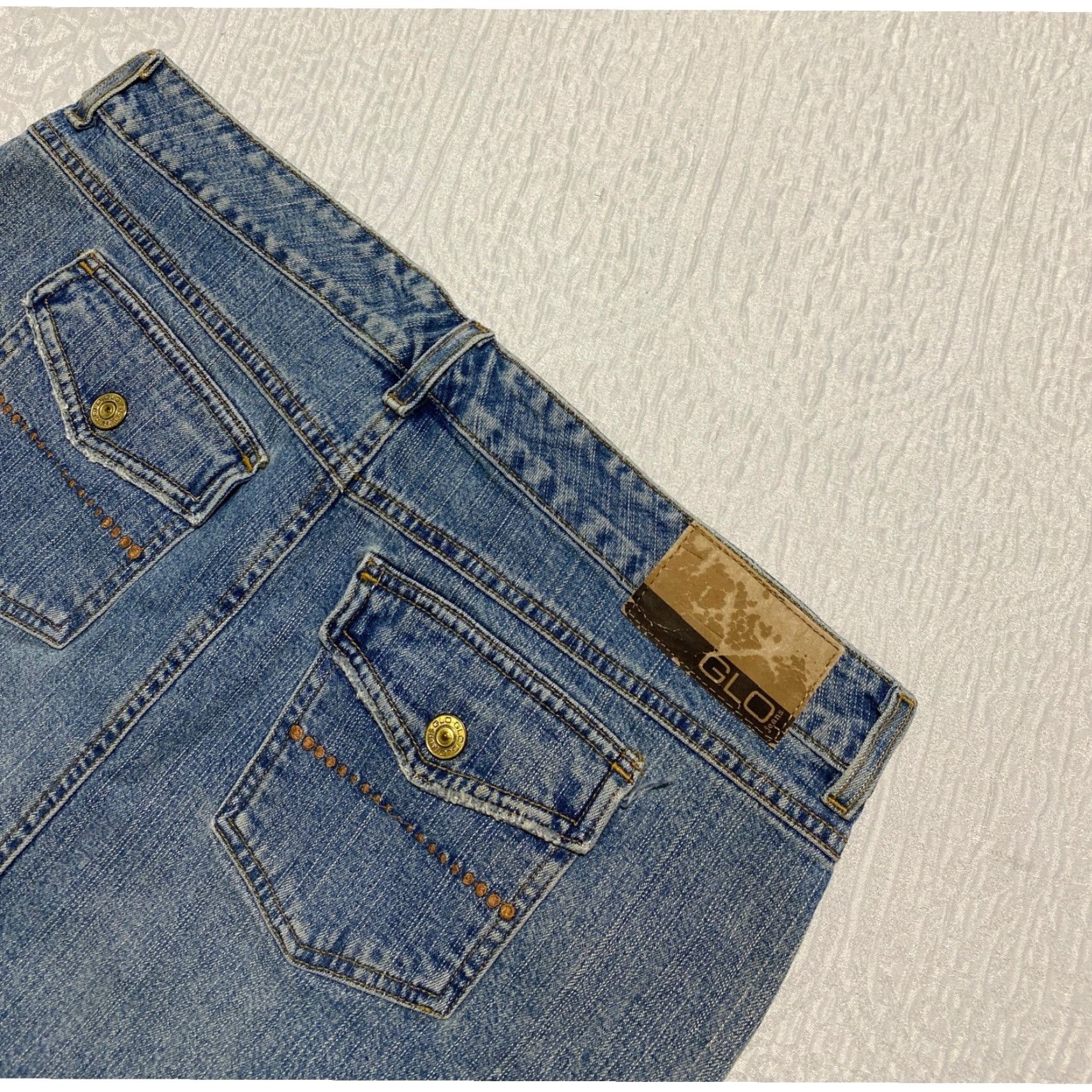 Vintage VINTAGE Y2K GLO Jeans Skirt Juniors 11 Denim Mini Skirt Flap Pockets Blue 90s GLO Clothing Womens? Size 32" / US 10 / IT 46 - 2 Thumbnail