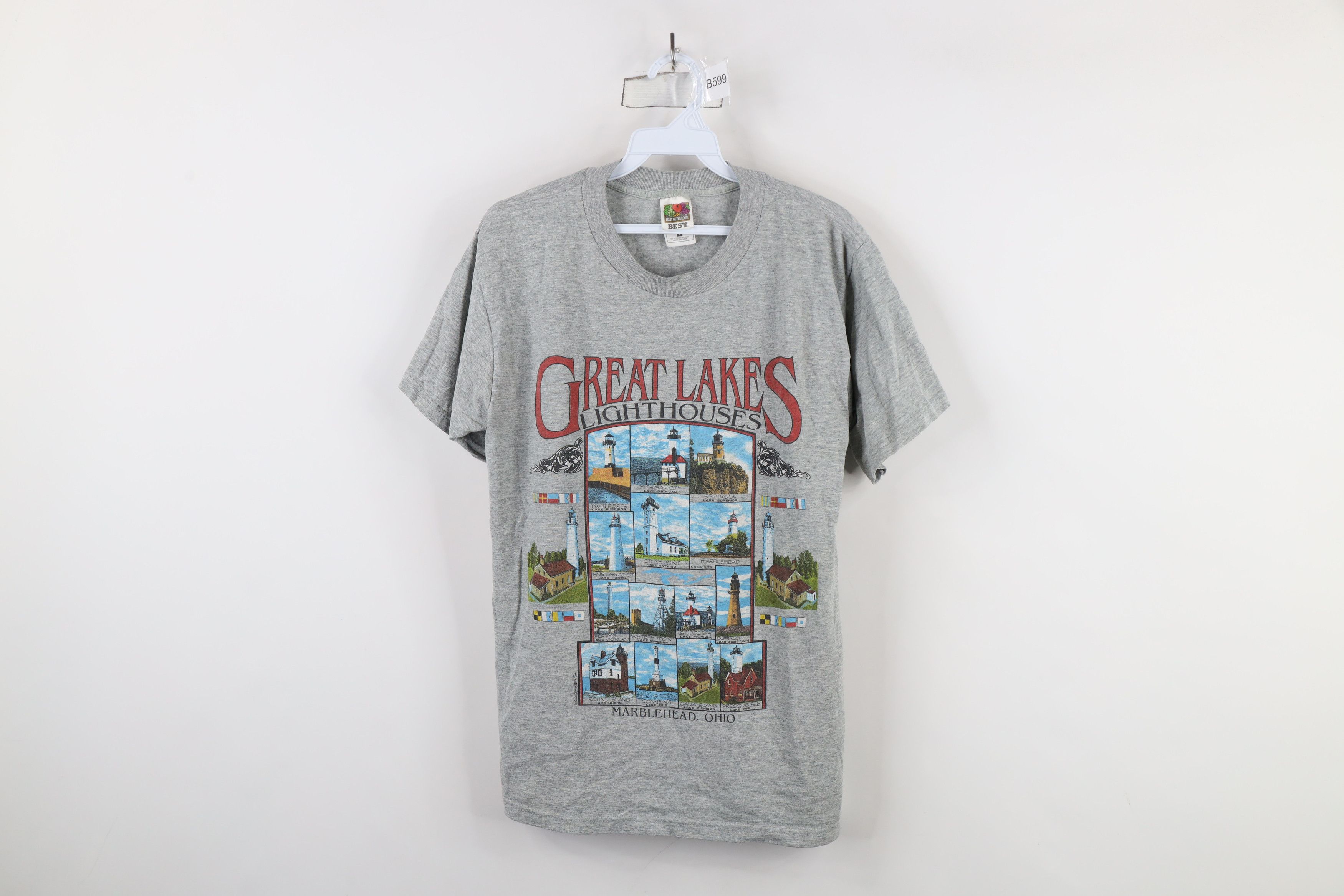 Vintage Vintage 90s Great Lakes Lighthouses Marblehead Ohio T-Shirt Size US M / EU 48-50 / 2 - 1 Thumbnail