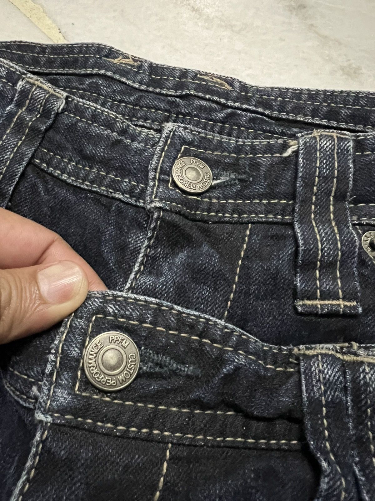 Japanese Brand PPFM DOUBLE WAIST RARE JEANS Size US 33 - 10 Thumbnail