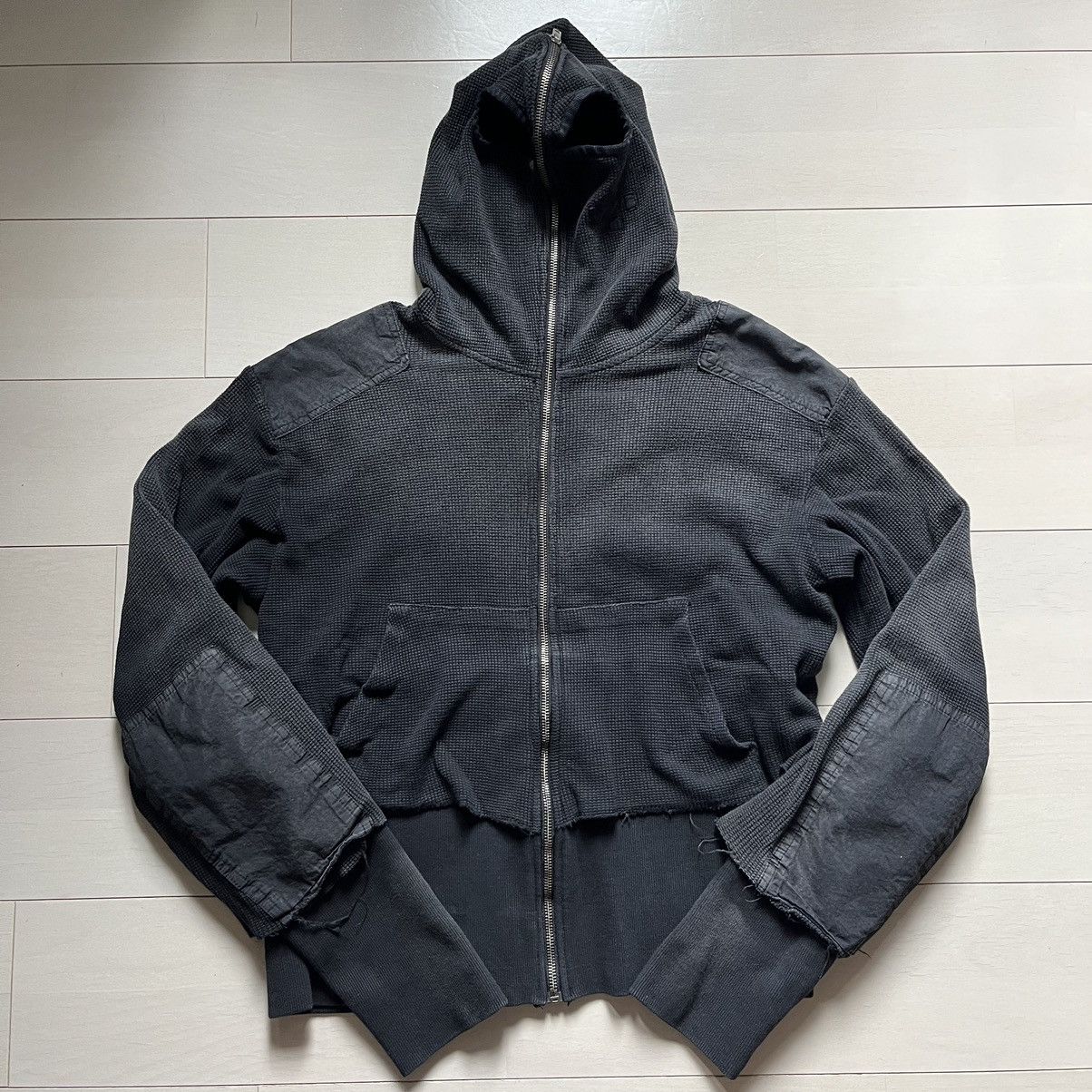 パーカー・フーディ PROJECT G/R GIMP WAFFLE THERMAL ZIP HOODIE / WASHED BLK PROJECT G/R プロジェクト ジーアール FW24 GIMP WAFFLE THERMAL