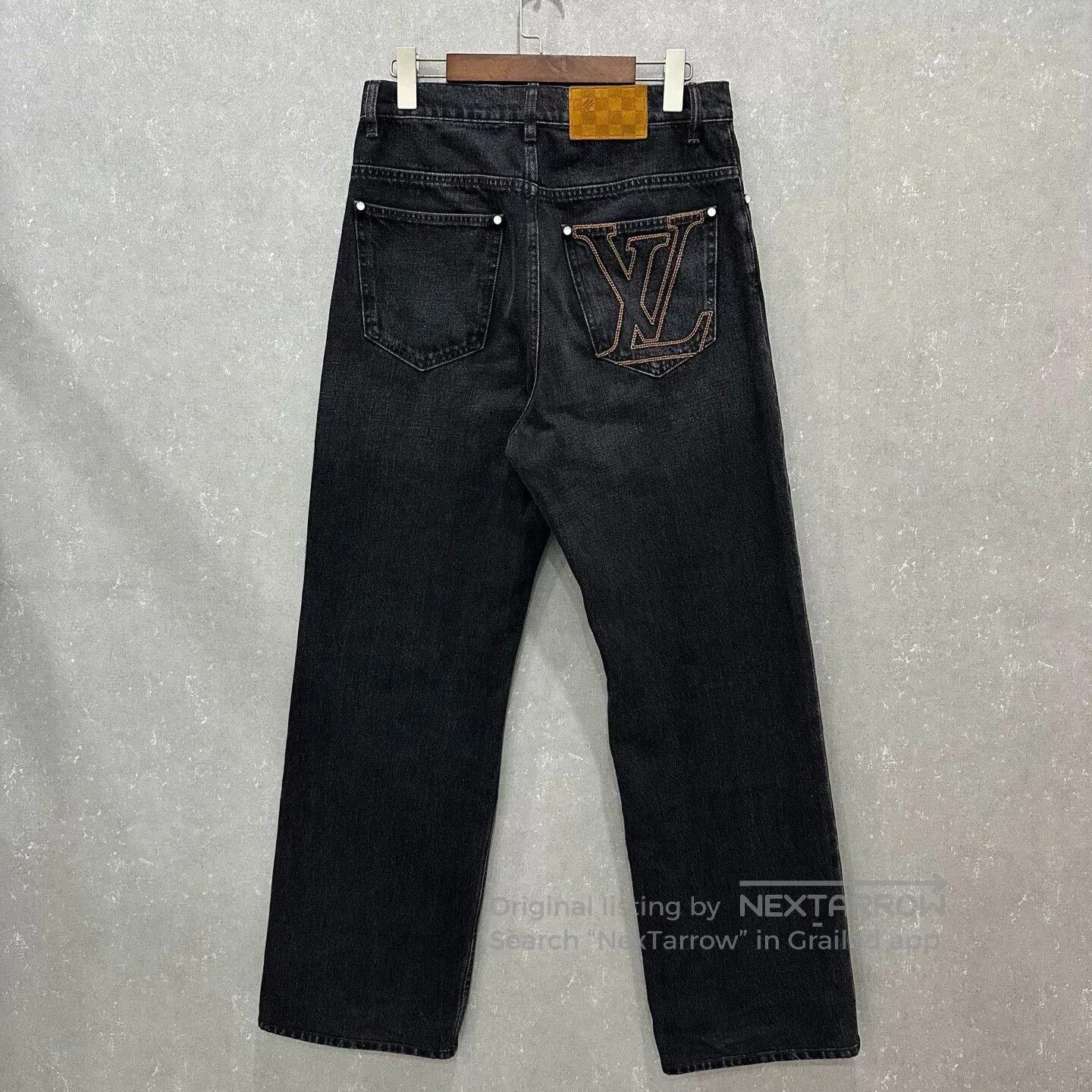 Louis Vuitton louis vuitton embroidered logo black denim pants. Size US 28 / EU 44 - 2 Thumbnail