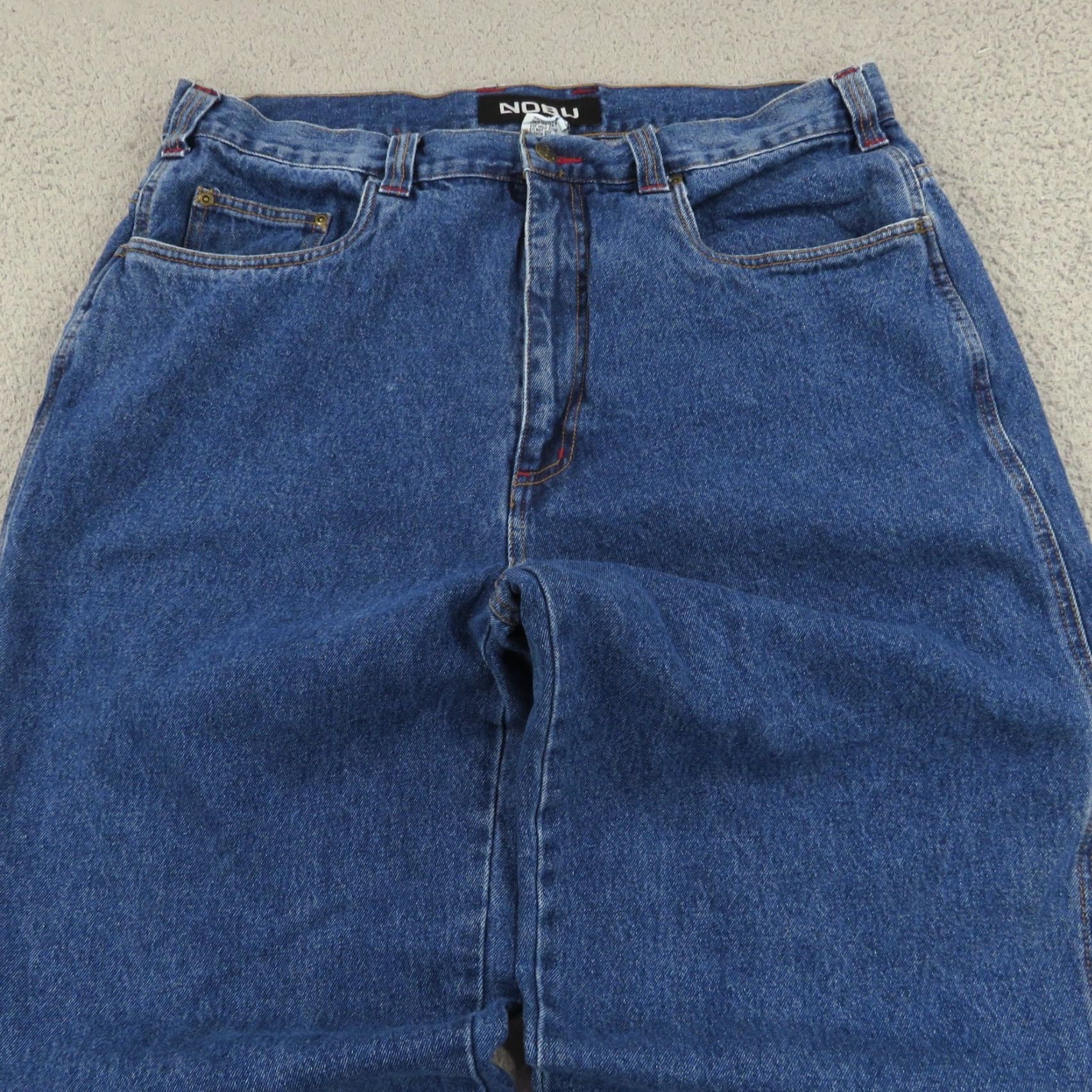 Denime VINTAGE NOBU Jeans Baggy Wide-Leg 36 Men Blue Denim 90s Grunge Skater Hip Hop Carpenter 5-Pocket Relaxed High Rise Regular Inseam 34"} Size US 36 / EU 52 - 6 Thumbnail