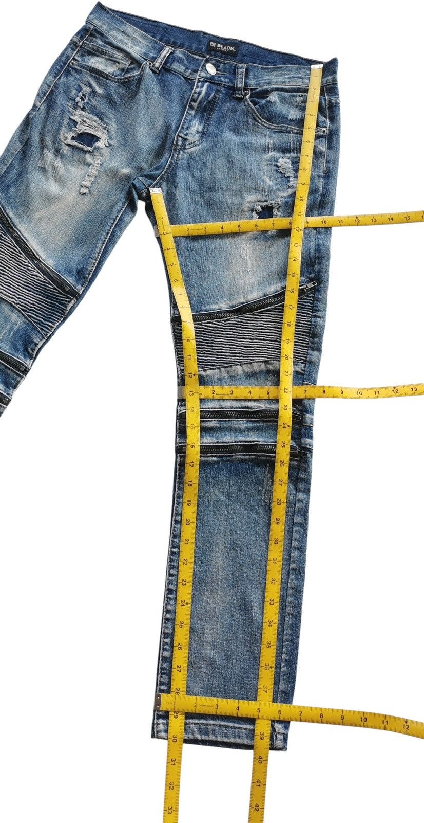 Jean Black Premium Skinny Flex Biker Jeans Like Balmain Jeans Size US 32 / EU 48 - 10 Thumbnail