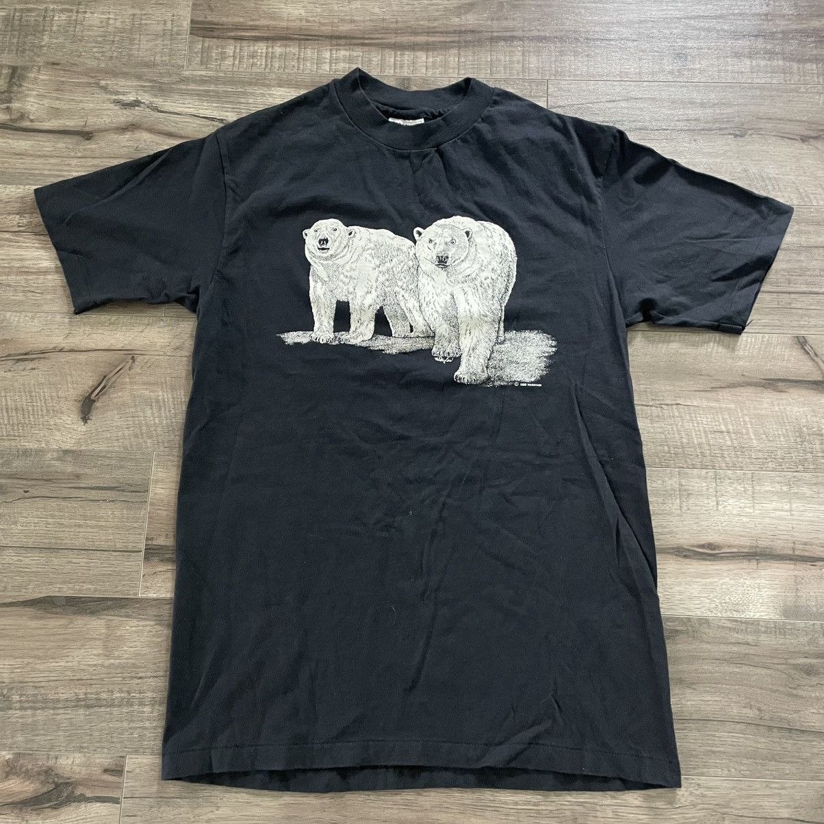 Hanes × Vintage Vintage 80s Hanes Beefy Polar Bear Graphic T-Shirt Size US M / EU 48-50 / 2 - 1 Thumbnail