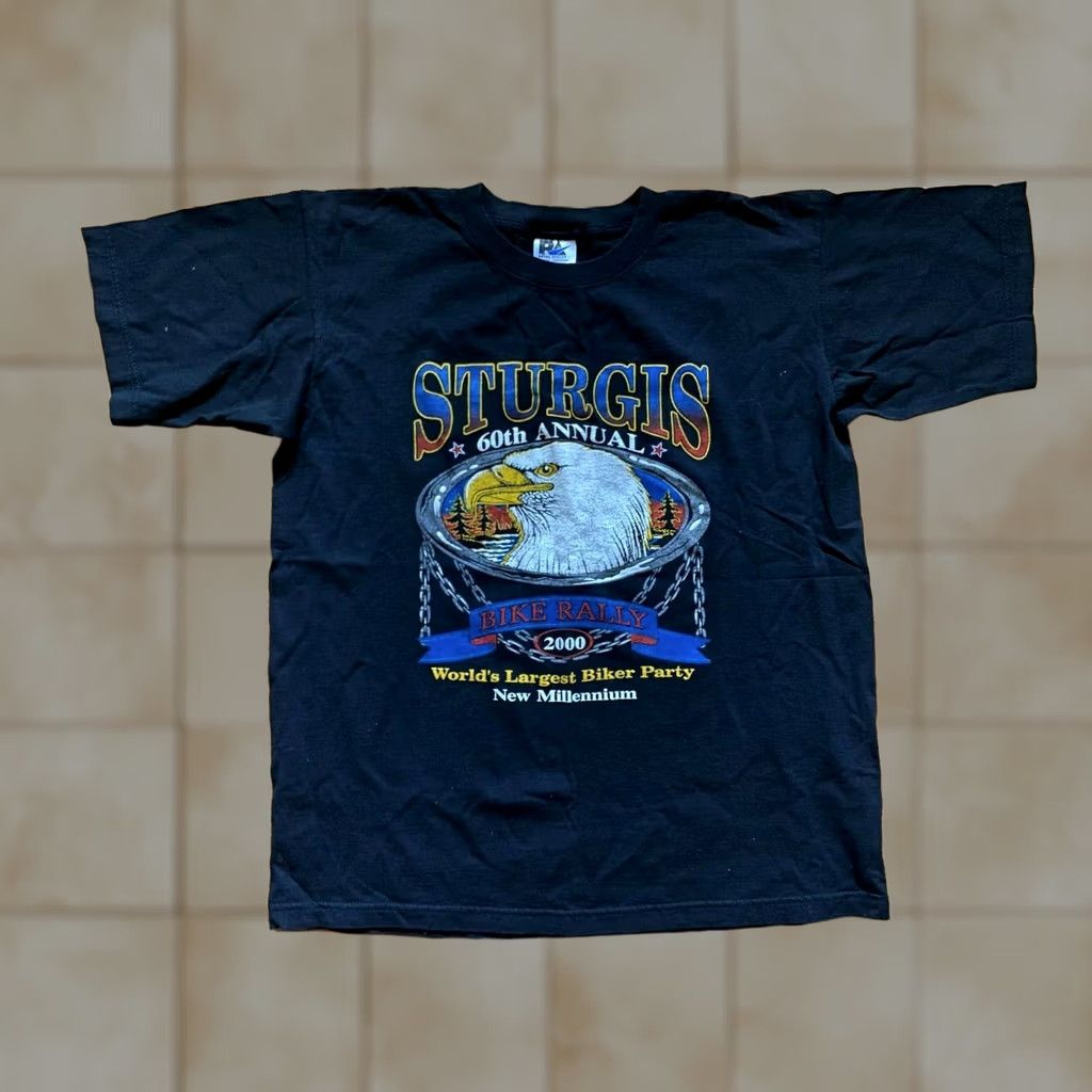 Vintage Eagle Sturgis Mens LVTG 60th Annual Motorcycle Rally 2000 Black Shirt Size US L / EU 52-54 / 3 - 1 Thumbnail