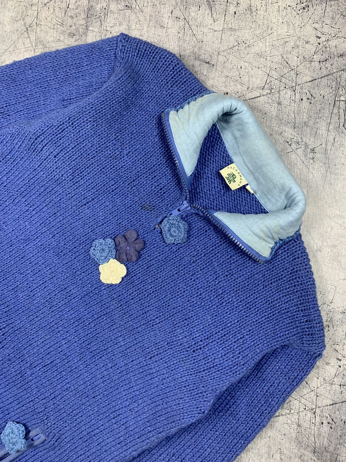 Handmade × Vintage Vintage Pachamama Handmade Hand-Knitted Daisy Sweater Size US L / EU 52-54 / 3 - 2 Thumbnail