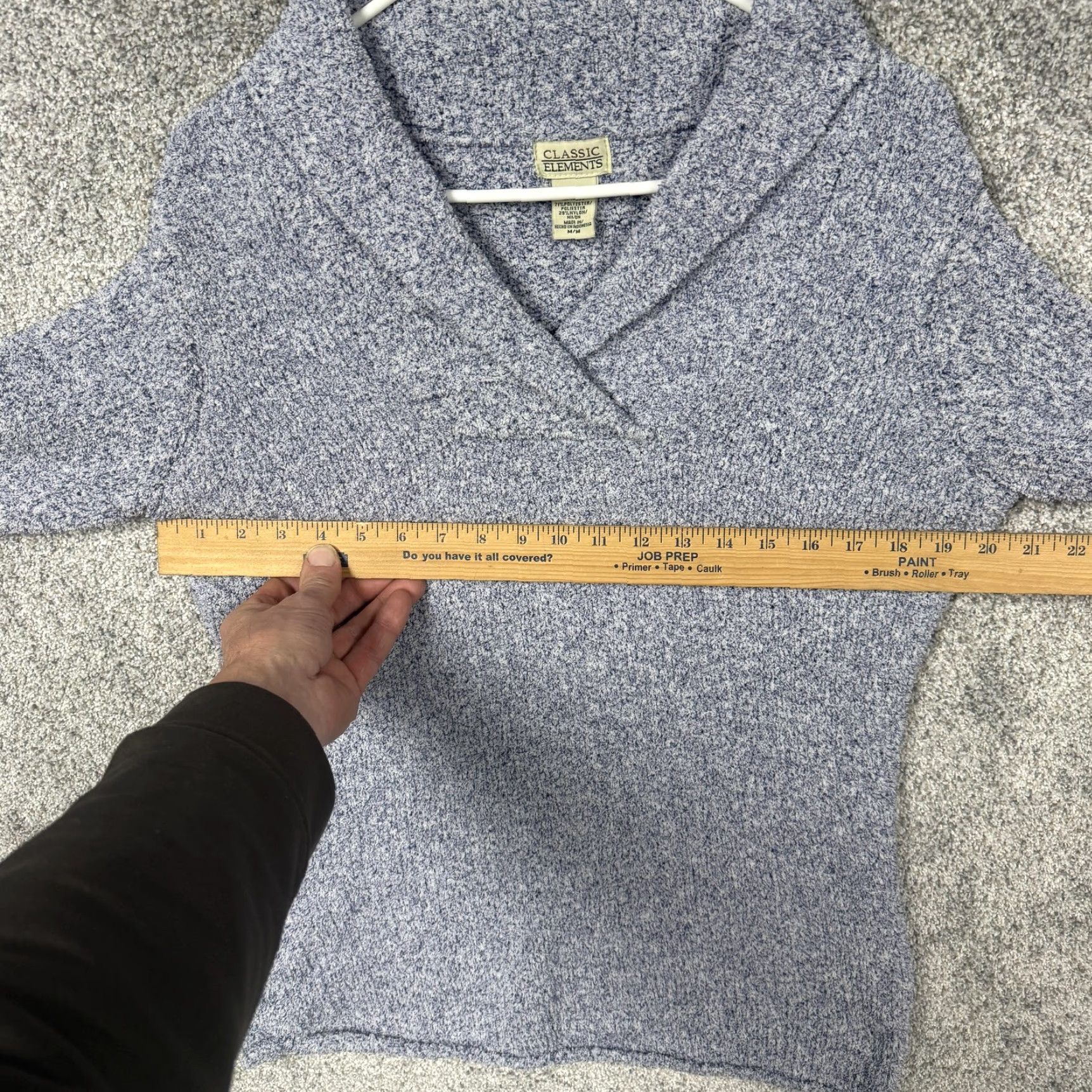Vintage Classic Elements Sweater Womens M Blue Shawl Collar Boucle Knit Preppy Coastal Size M / US 6-8 / IT 42-44 - 4 Thumbnail
