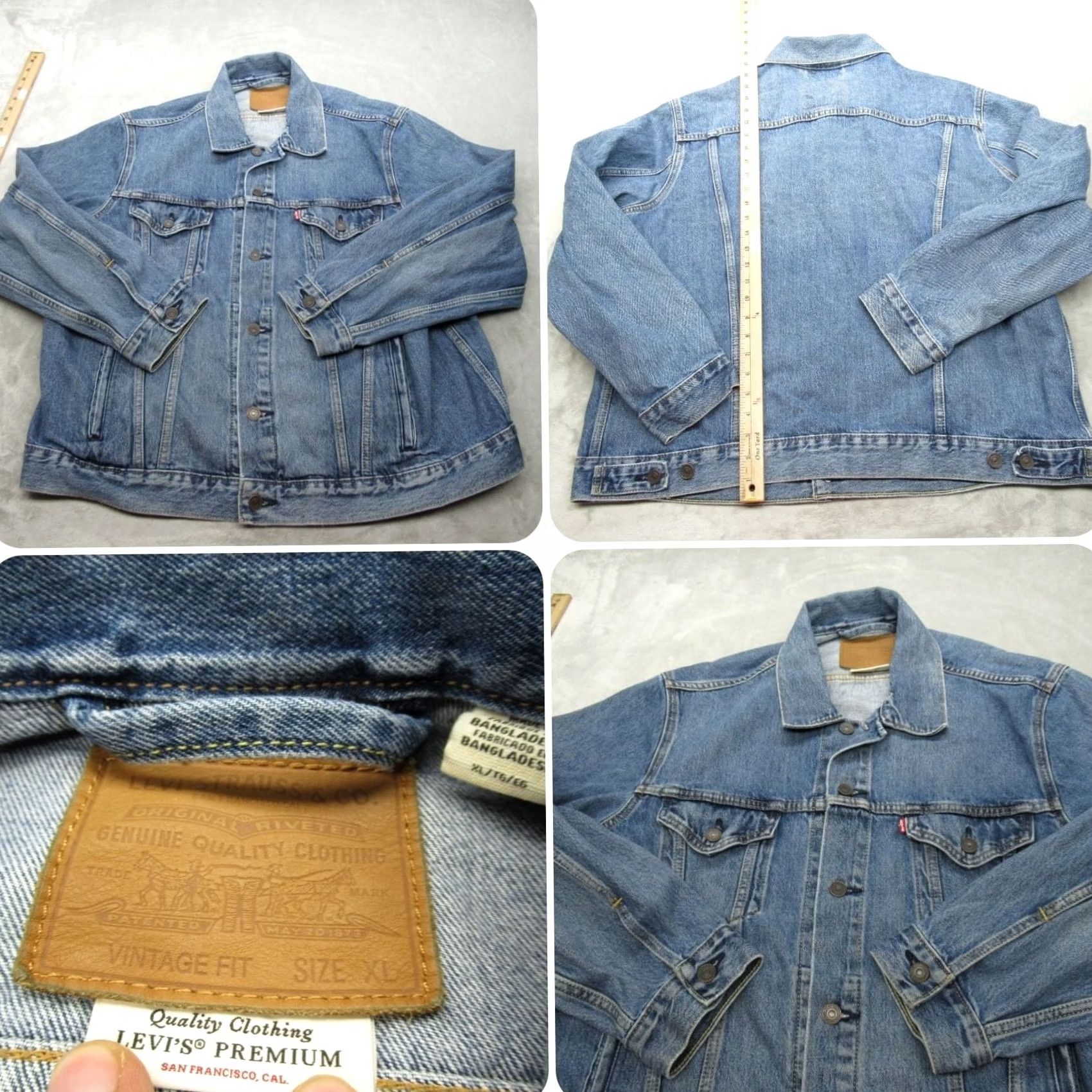 Levi's Levi's Denim Jacket Men XL Trucker Blue Vintage Premium Cotton Pockets Button Logo Denim Jacket Mens Size US XL / EU 56 / 4 - 2 Thumbnail