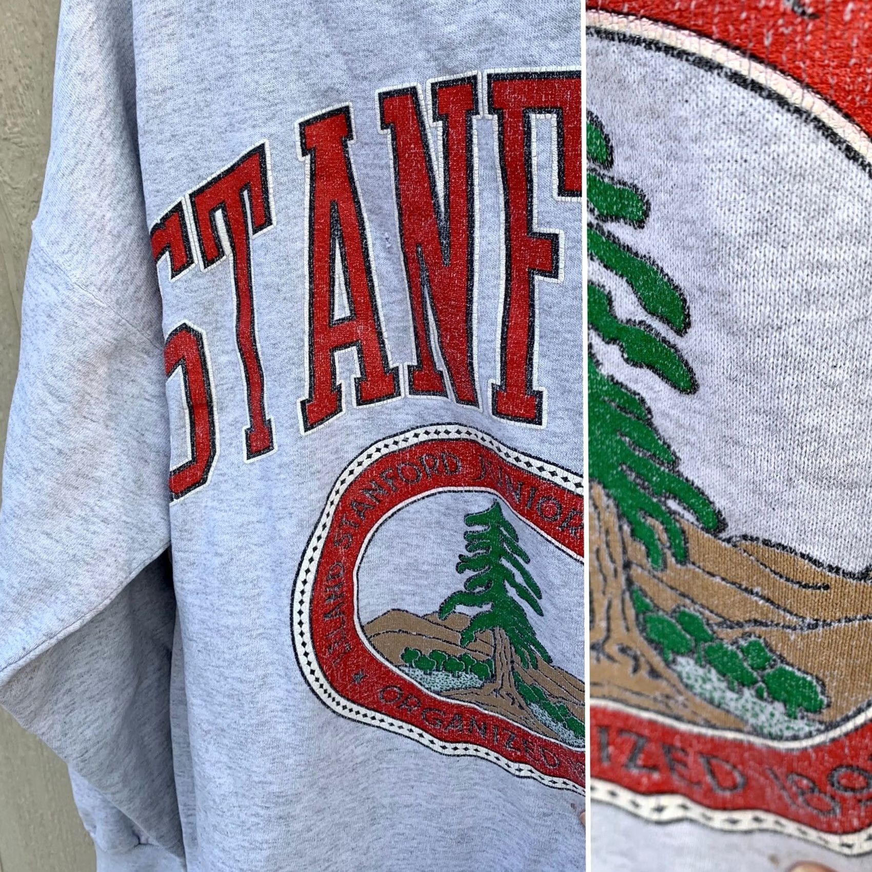 Vintage VINTAGE Stanford Sweatshirt XL Very Worn Distressed Graphic Pullover Crew Neck Unisex Adults Logo 90s 80s College University Stanford California Size US XL / EU 56 / 4 - 7 Thumbnail