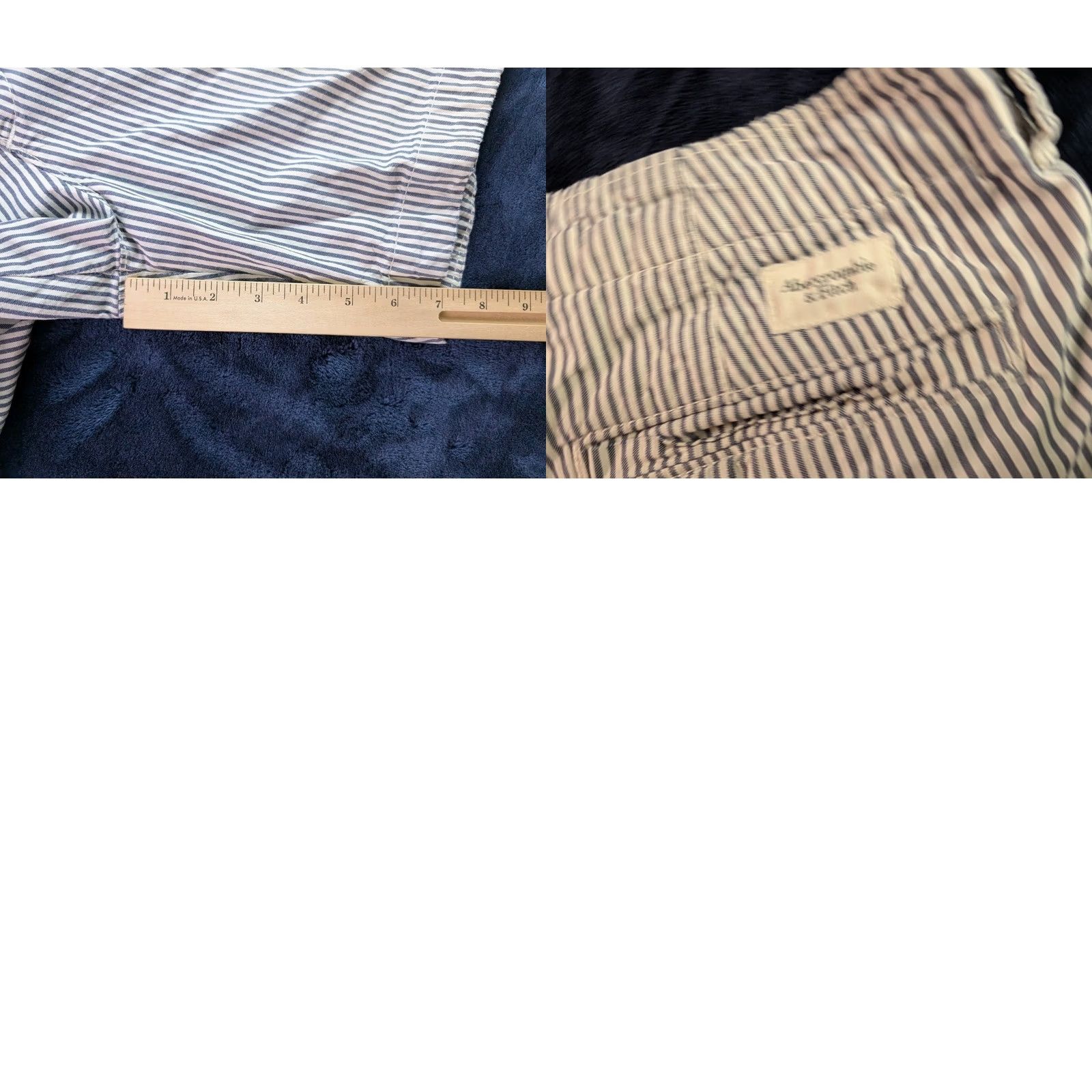 Abercrombie & Fitch Abercrombie & Fitch Shorts Mens 34 Button Fly Striped Cotton White Gray Classic Chino Pocket Pockets Blue 34 Mens Size US 34 / EU 50 - 8 Thumbnail