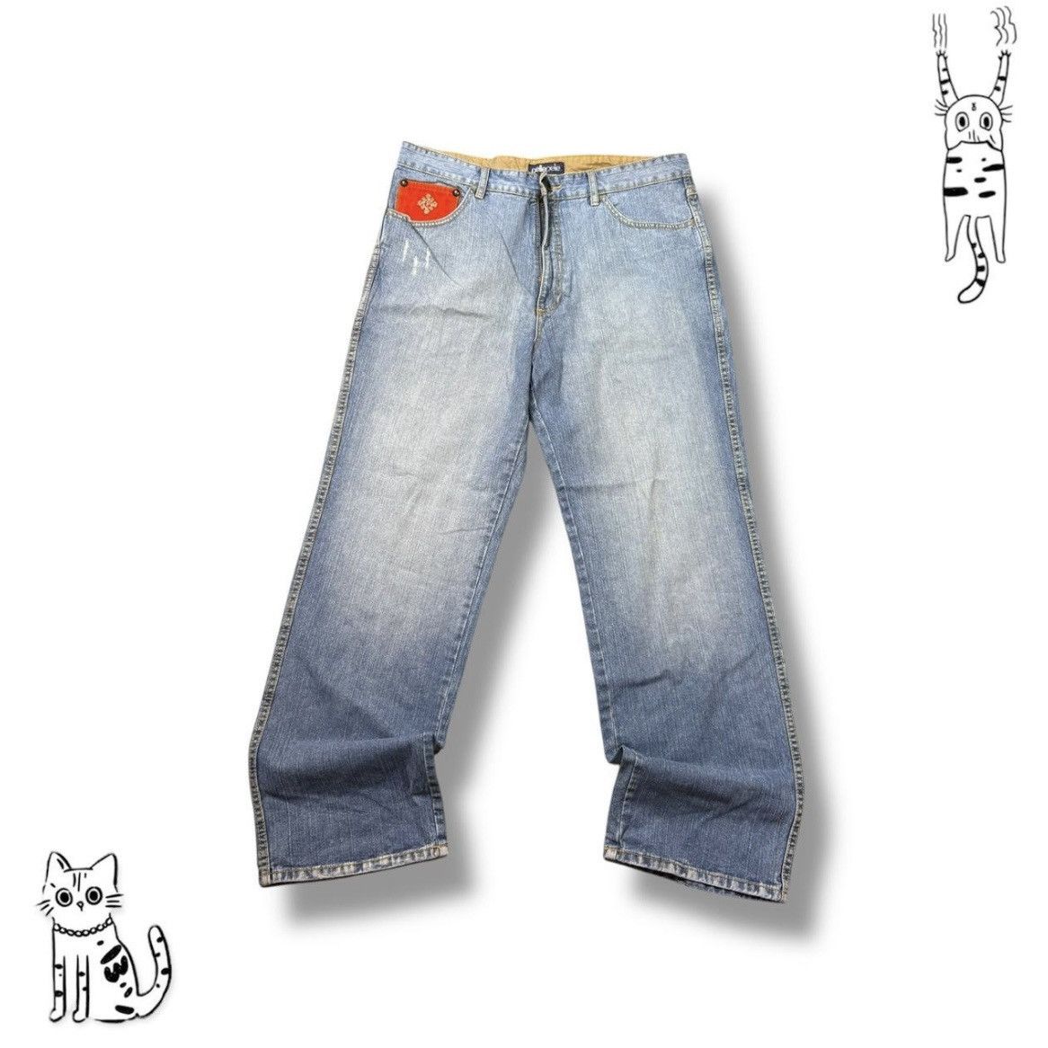 Pelle Pelle Pelle pelle jeans orange and blue embroidered jeans Y2K Size US 38 / EU 54 - 3 Thumbnail