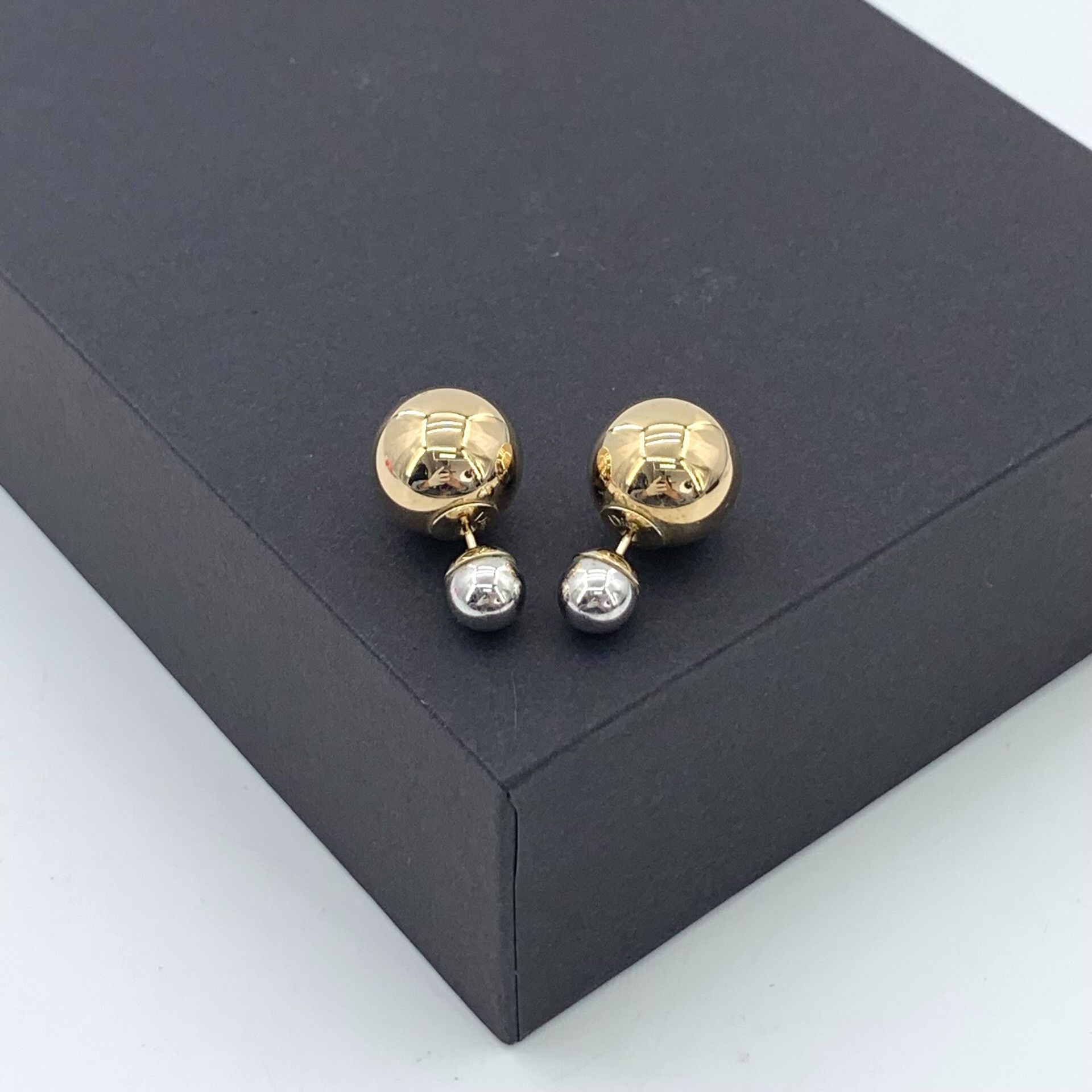 Dior Dior Gold Double Ball Earrings Size ONE SIZE - 1 Thumbnail