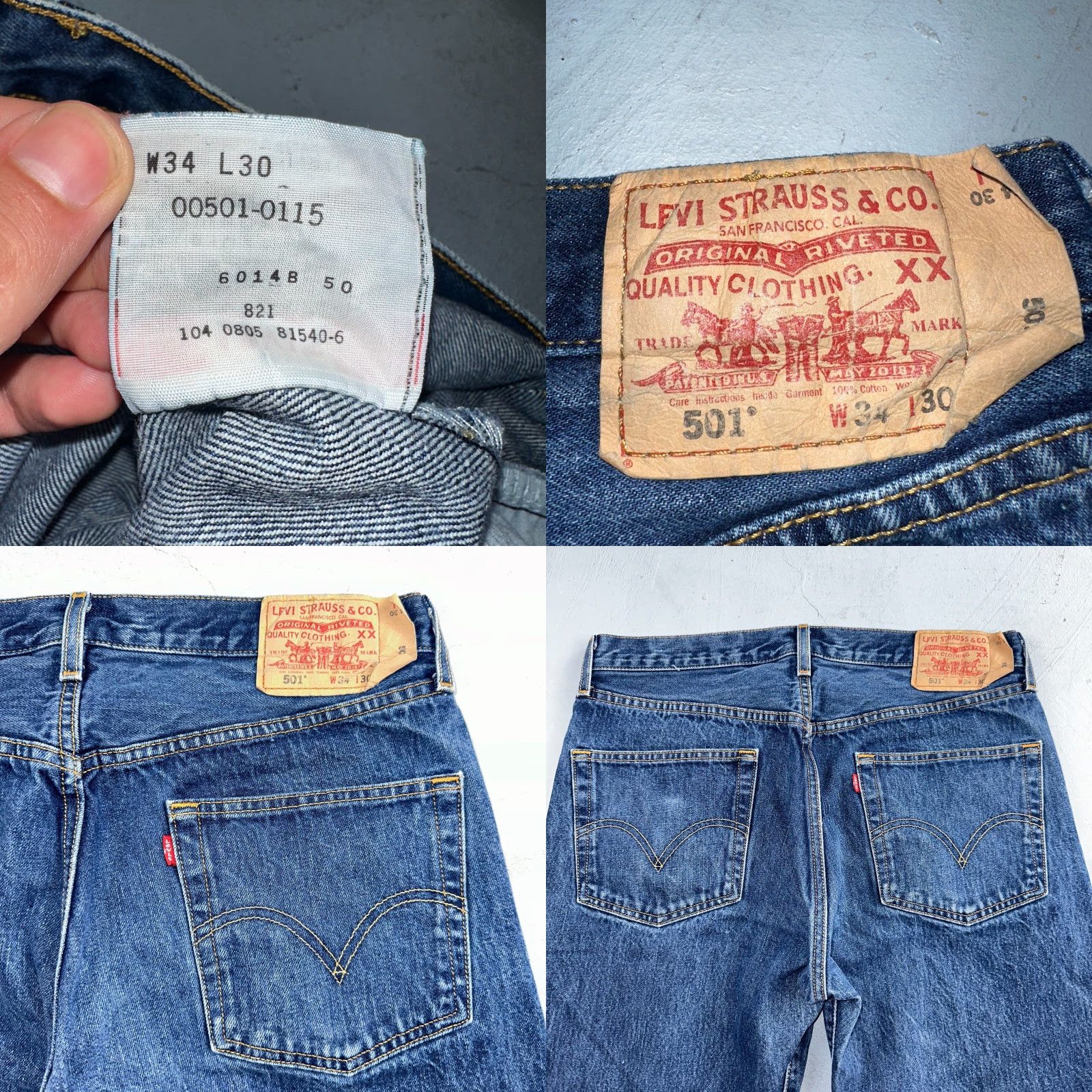 Levi's VINTAGE Levi's 501 Jeans Straight Denim Blue 34x30 90s 501 Series Men Regular Mid Rise 5-Pocket Button Jeans Mens Size US 34 / EU 50 - 9 Thumbnail