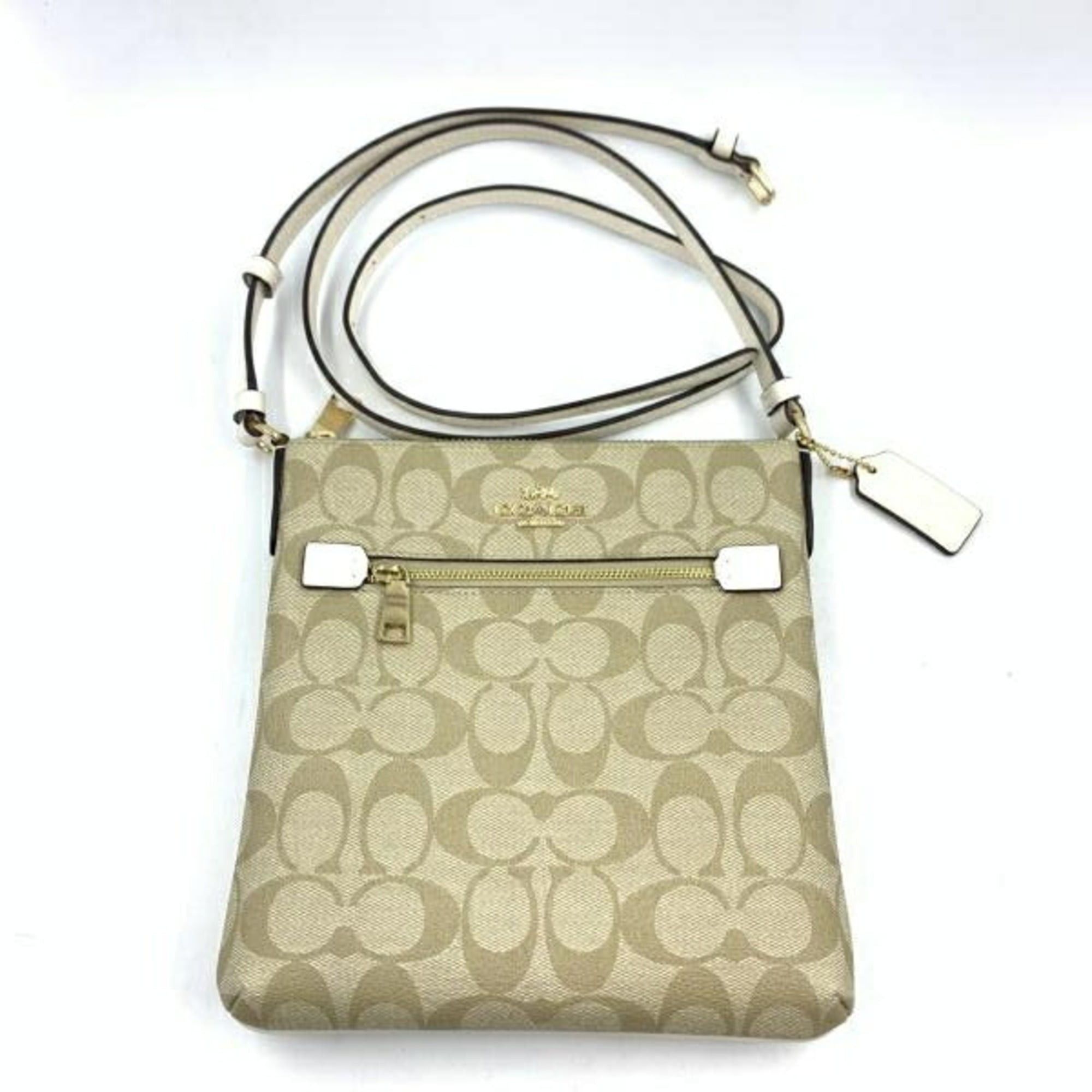 Coach Signature Shoulder Bag Khaki Cf340 Coach in Beige, Women's