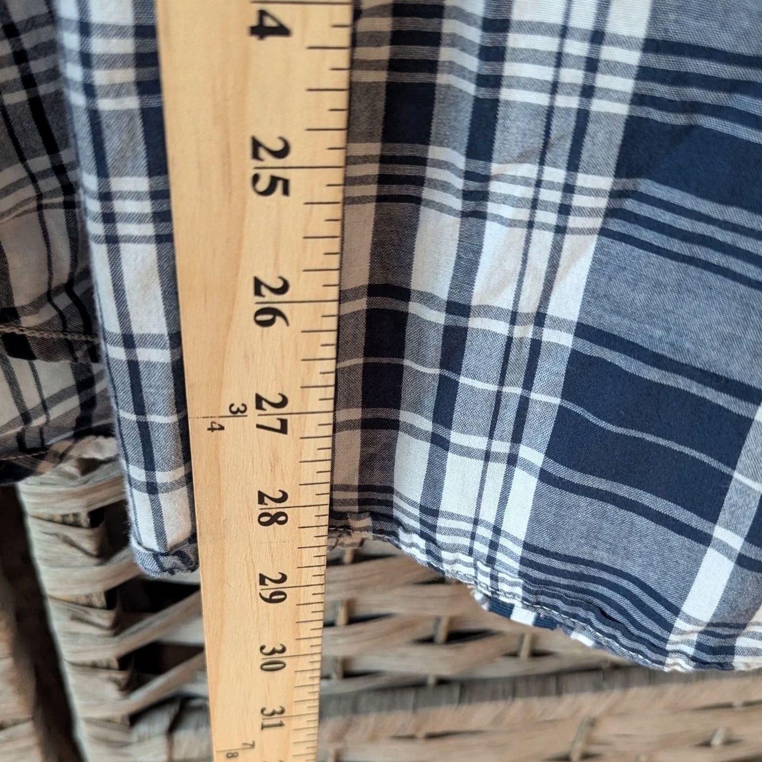 Express VINTAGE Express Short Sleeve Button Up Shirt Navy Blue Plaid Western Snap Mens XL Y2K Size US XL / EU 56 / 4 - 4 Thumbnail