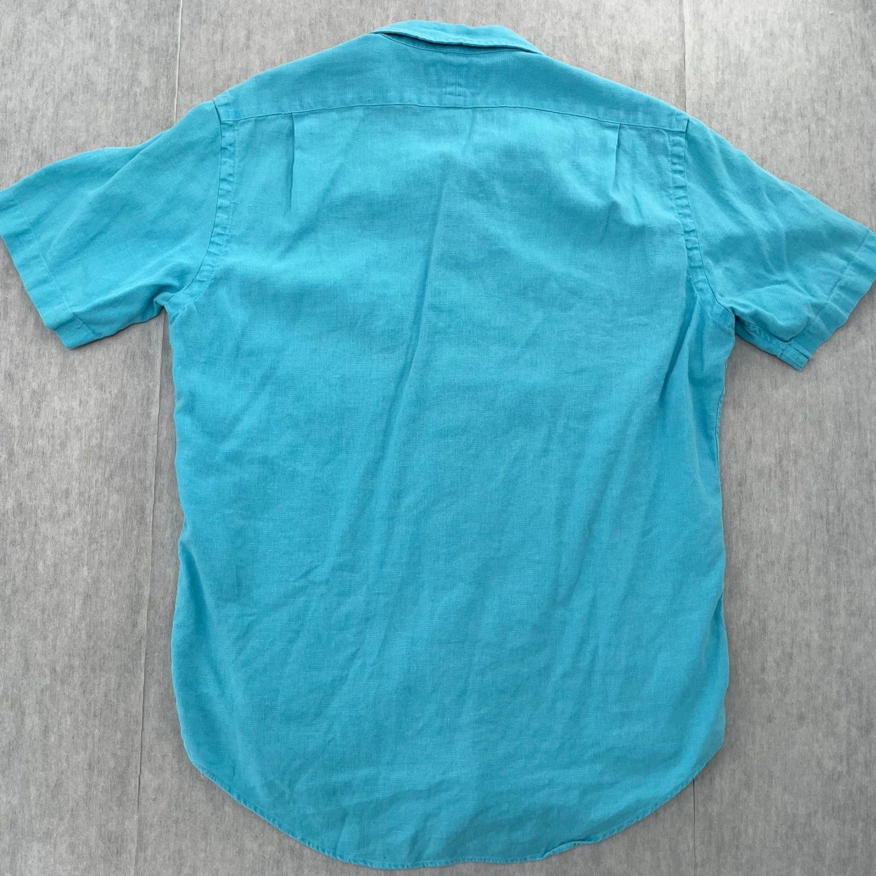 Polo Ralph Lauren VINTAGE Polo Ralph Lauren Shirt Men Adult Medium Blue Linen Cotton Button-Up Short Sleeve M Blue Polo Shirt 90s Mens Size US M / EU 48-50 / 2 - 2 Thumbnail