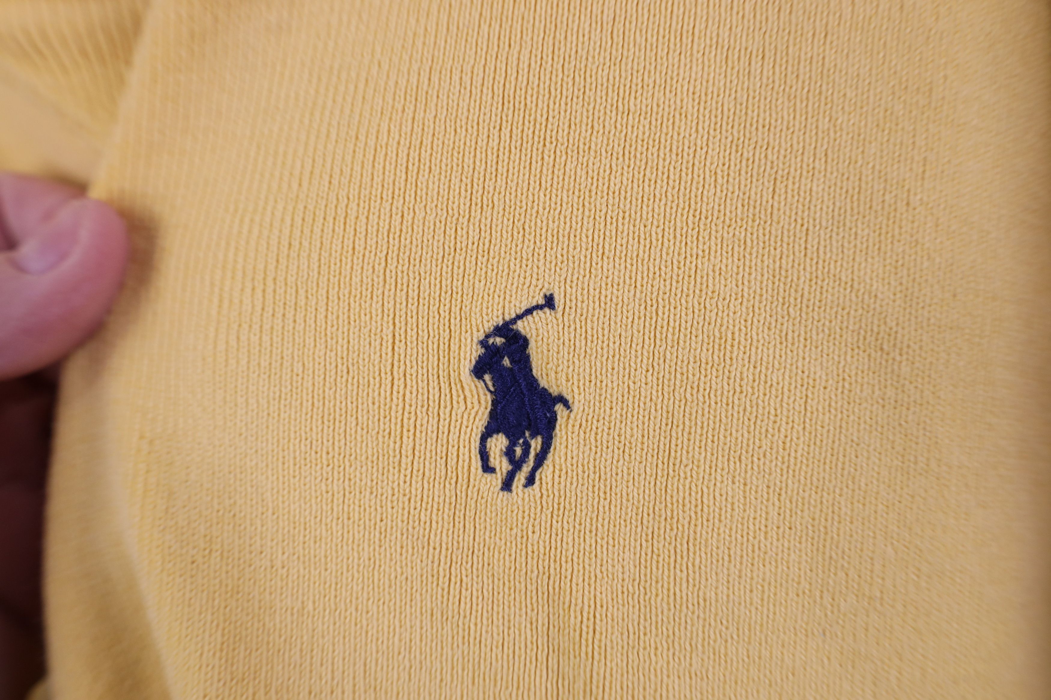 Ralph Lauren Vintage 90s Ralph Lauren Cotton Ribbed Knit Sweater Yellow Size US L / EU 52-54 / 3 - 4 Thumbnail