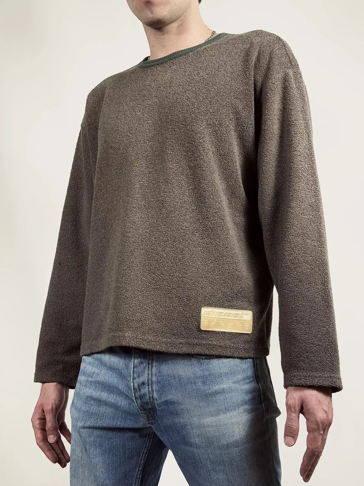 Diesel × Vintage 90s Vintage Diesel Rubber Logo Towel Knit Jumper Size US L / EU 52-54 / 3 - 7 Thumbnail