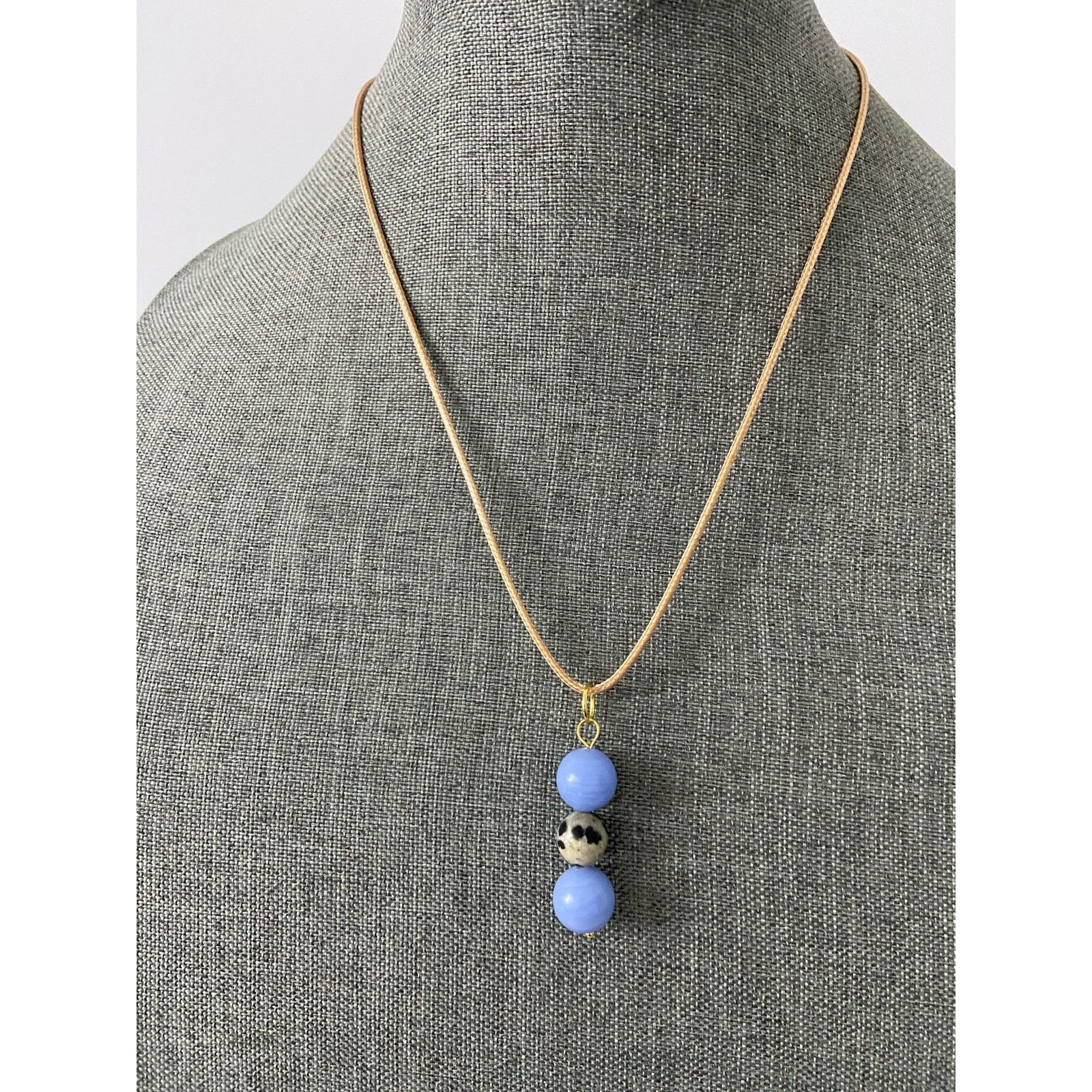 Handmade Spotted jasper and blue lace agate pendant necklace Size ONE SIZE - 1 Thumbnail