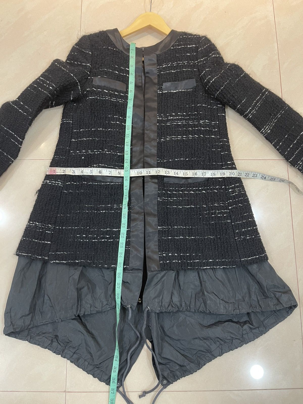 Sacai Sacai Coat Womens Small Black Wool Nylon Mixed Media Size S / US 4 / IT 40 - 10 Thumbnail