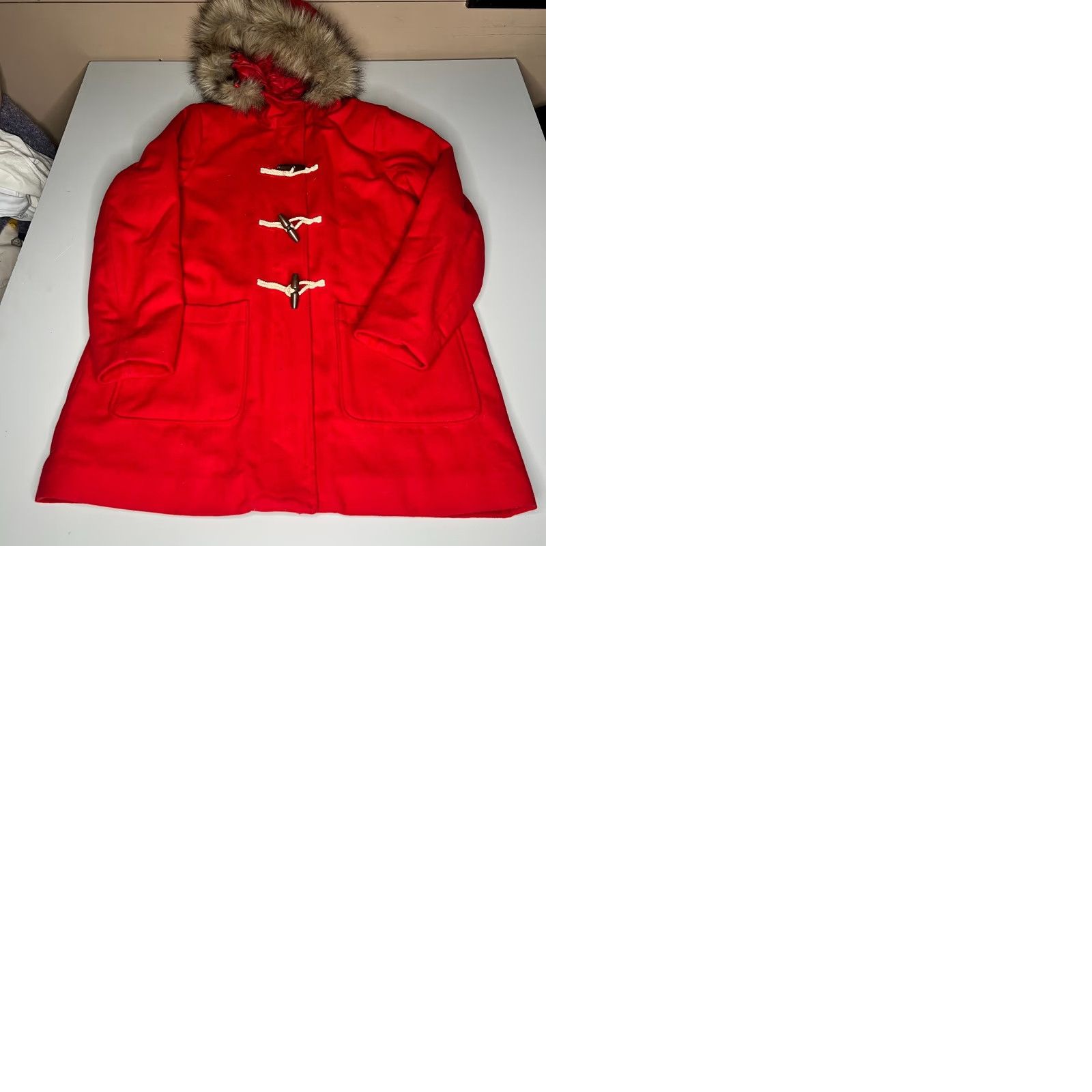 Abercrombie & Fitch VINTAGE Abercrombie & Fitch Red Wool Duffle Coat Hood Womens XL Winter Jacket Size XL / US 12-14 / IT 48-50 - 9 Thumbnail
