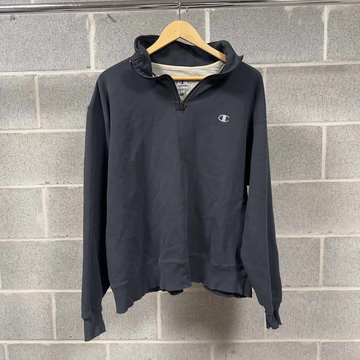 Thrashed Faded Distressed Champion Quarter Zip ERD Grunge