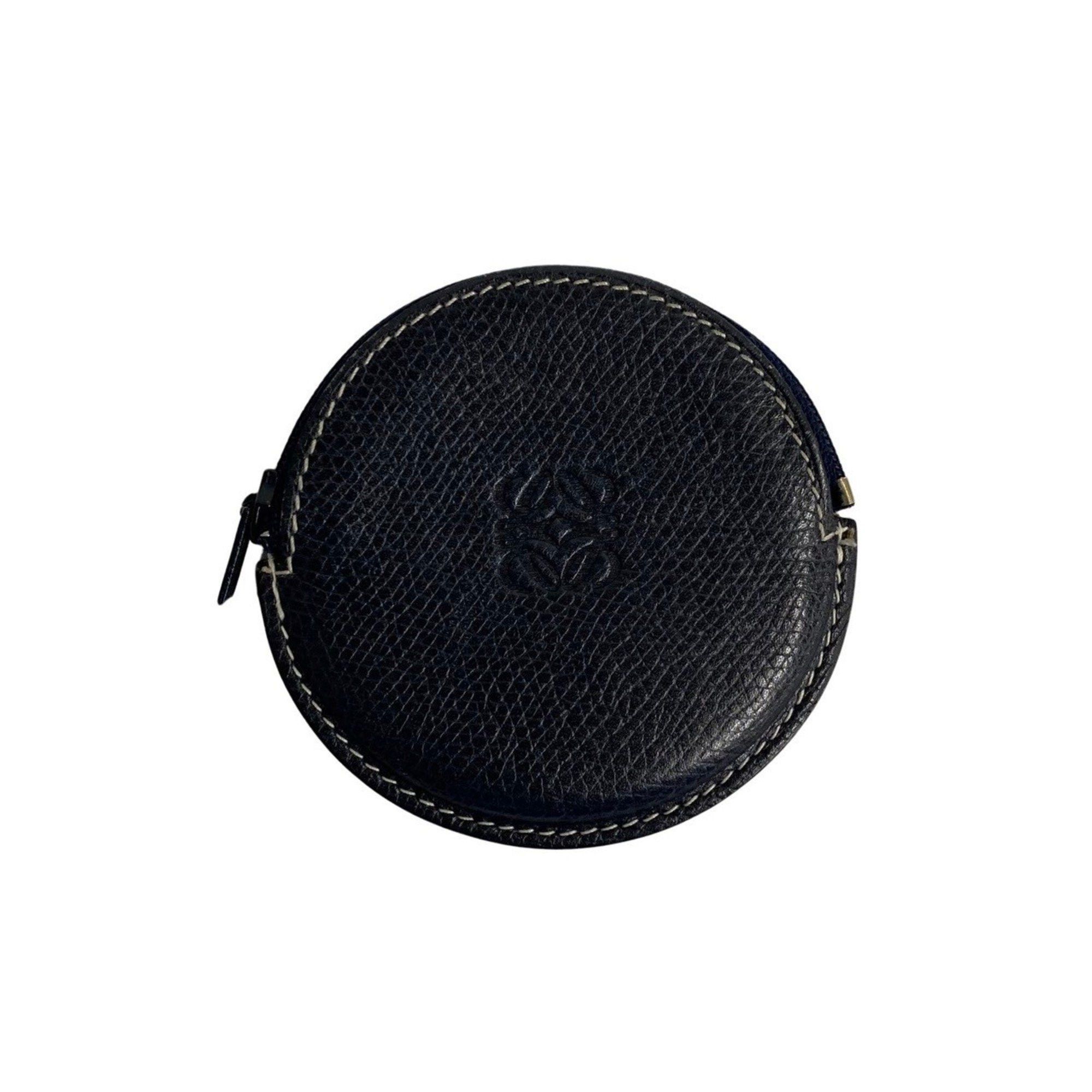 image of Loewe Anagram Leather Round Zip Wallet/coin Case Coin Purse Wallet Navy 39412, Women's