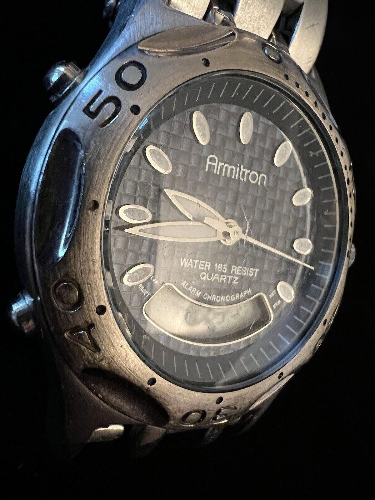 Designer Armitron Chronograph Men's Blue Carbon Fiber Dial working Size ONE SIZE - 2 Thumbnail