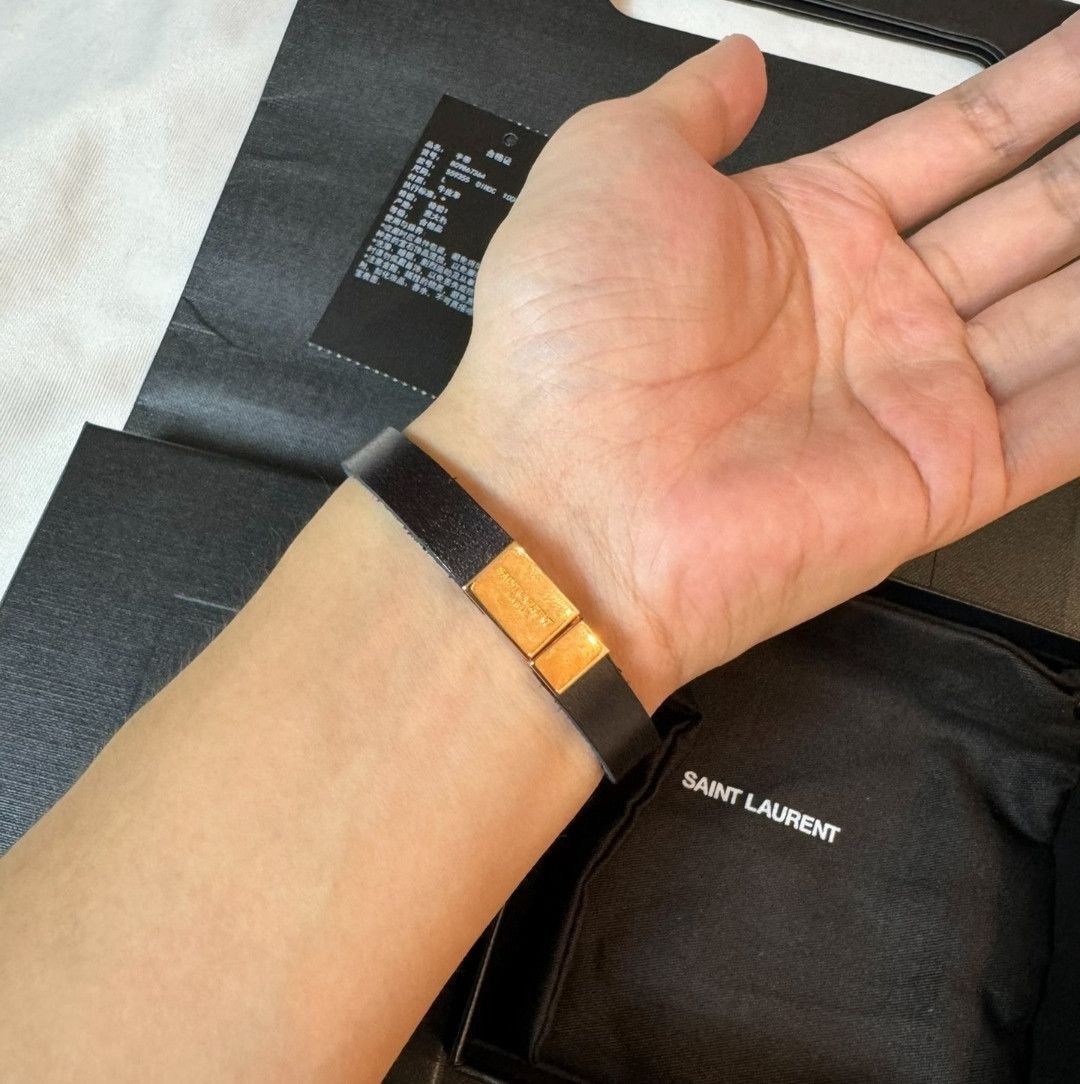Saint Laurent Paris saint laurent Rose Gold Logo Bangle Bracelet-2505 Size ONE SIZE - 4 Thumbnail