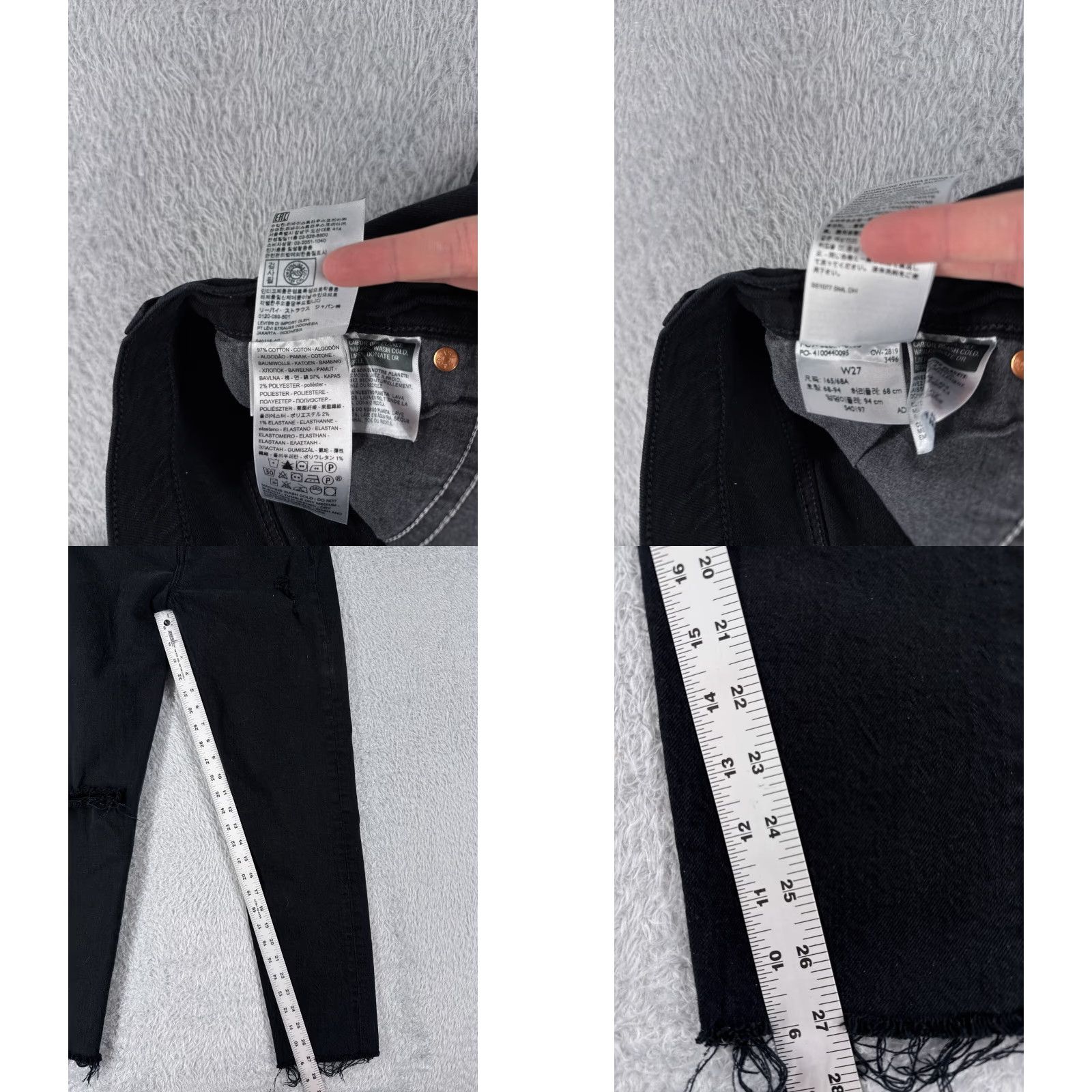 Levi's VINTAGE Levis Premium Jeans Womens 27 Black Denim Tapered Big E Wedgie Button Fly 27x27 Size 27" / US 4 / IT 40 - 8 Thumbnail