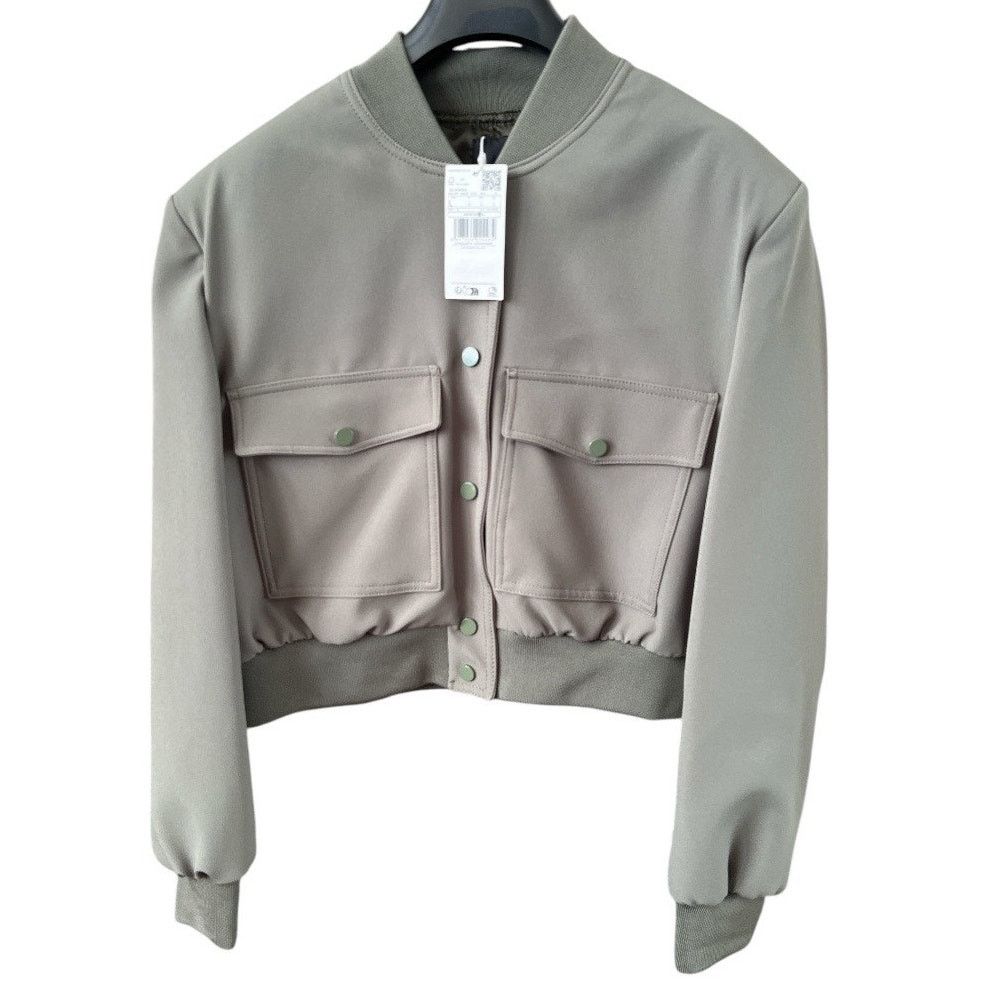 Mango MANGO Khaki Bomber Jacket with Shoulder Pads, L Size L / US 10 / IT 46 - 2 Thumbnail
