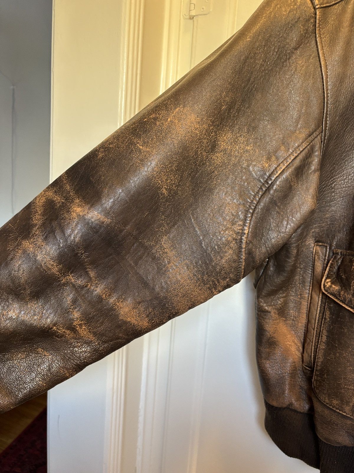 Arizona Jean Co. LEATHER JACKET BOMBER - XL VINTAGE LOOK/STYLE Size US XL / EU 56 / 4 - 6 Thumbnail