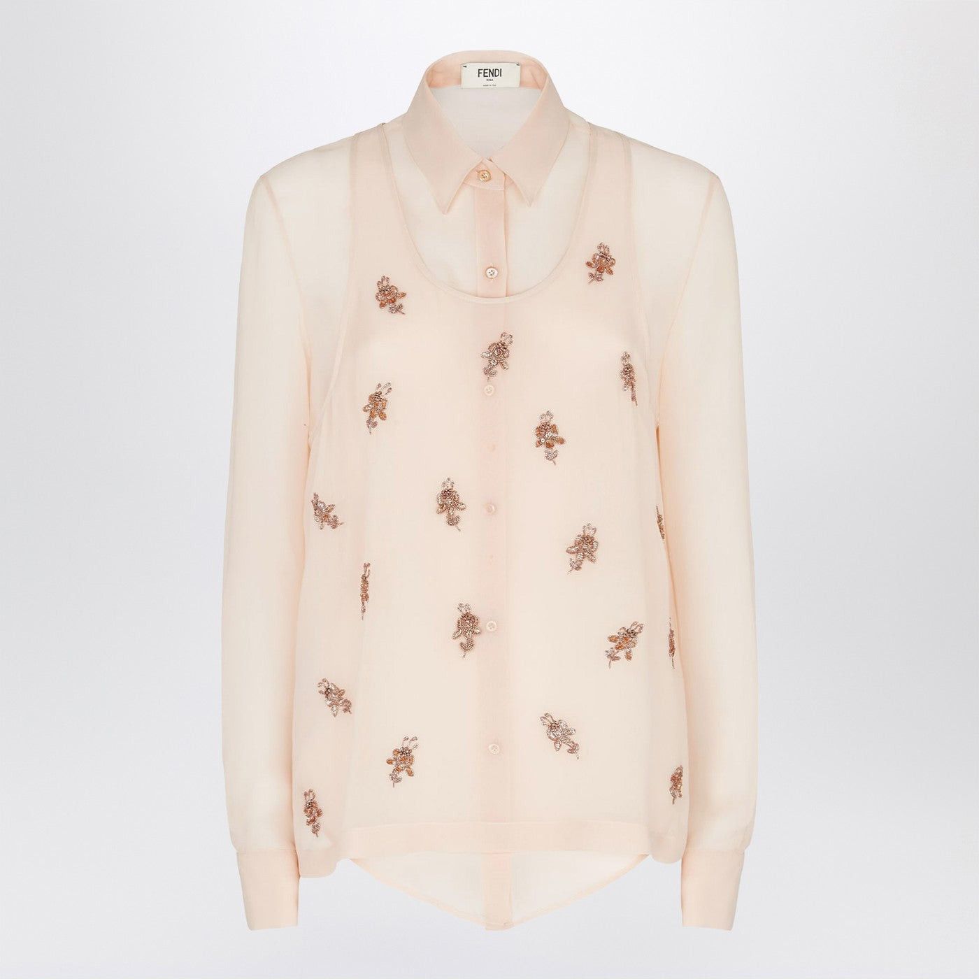 Fendi Fendi Embroidered Pink Georgette Shirt Size S / US 4 / IT 40 - 1 Thumbnail