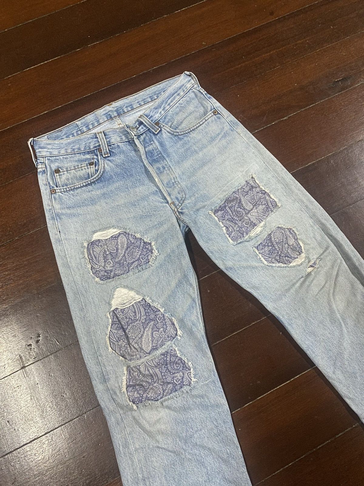Levi's Vintage 70s 80s Levis 501 distressed rework patch mud wash Size US 30 / EU 46 - 6 Thumbnail