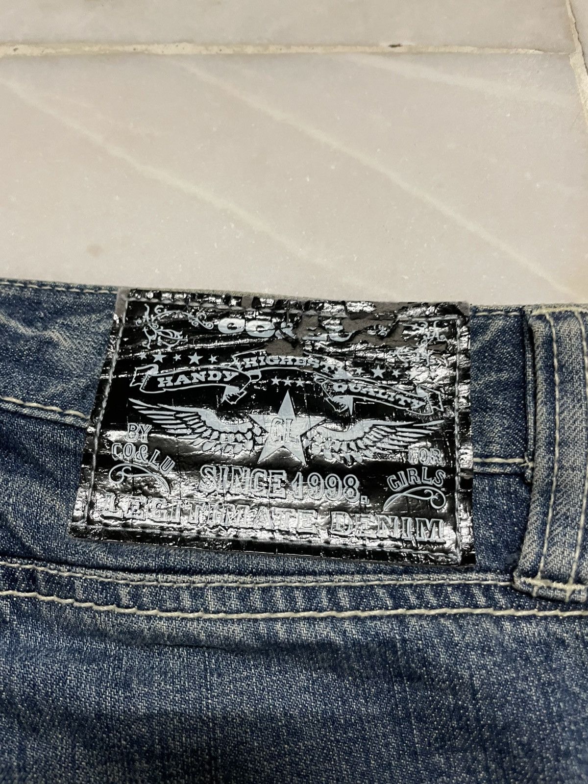 Japanese Brand 💥Sick💥Vintage Co&Lu Mudwash Super Cheere Print Denim Jeans Size US 31 - 19 Thumbnail
