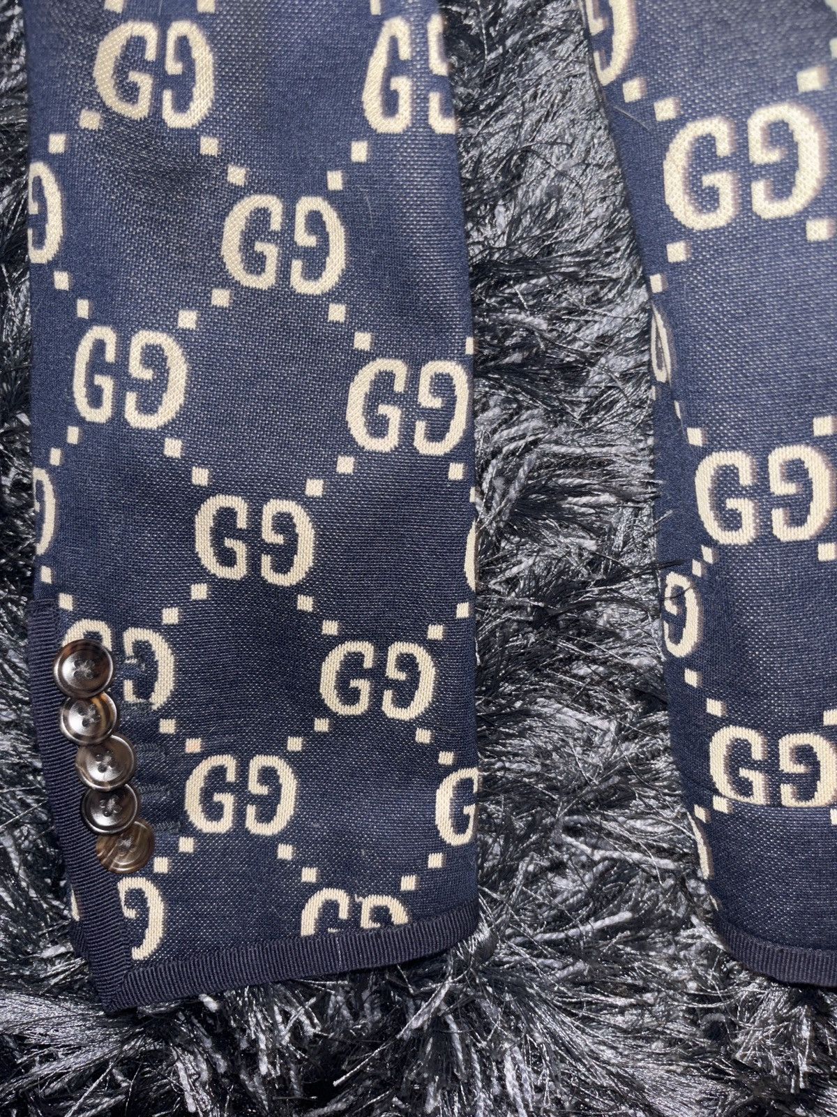 Gucci Gucci Blazer Navy Blue GG Men Size 54R - 3 Thumbnail