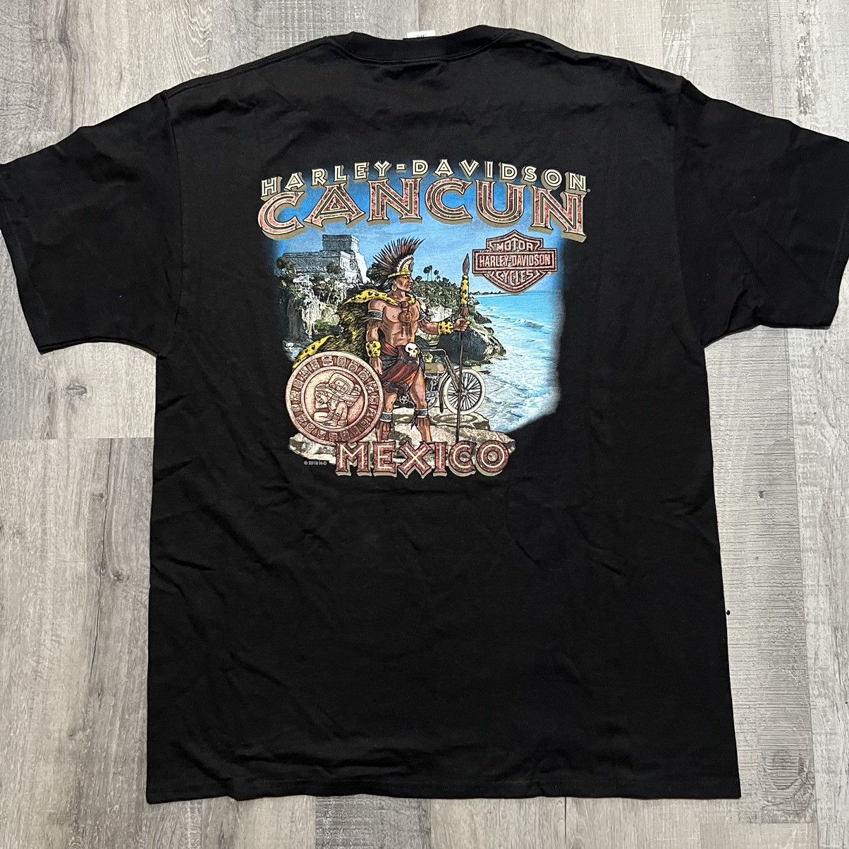 Harley Davidson Harley Davidson Cancun Mexico Mayan Black Biker T Shirt NWT Size US L / EU 52-54 / 3 - 2 Thumbnail