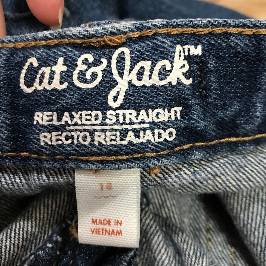 Other Cat & Jack Blue Dark Wash Denim Relaxed Stright Jean 18 Size 40" / US 18 - 3 Thumbnail