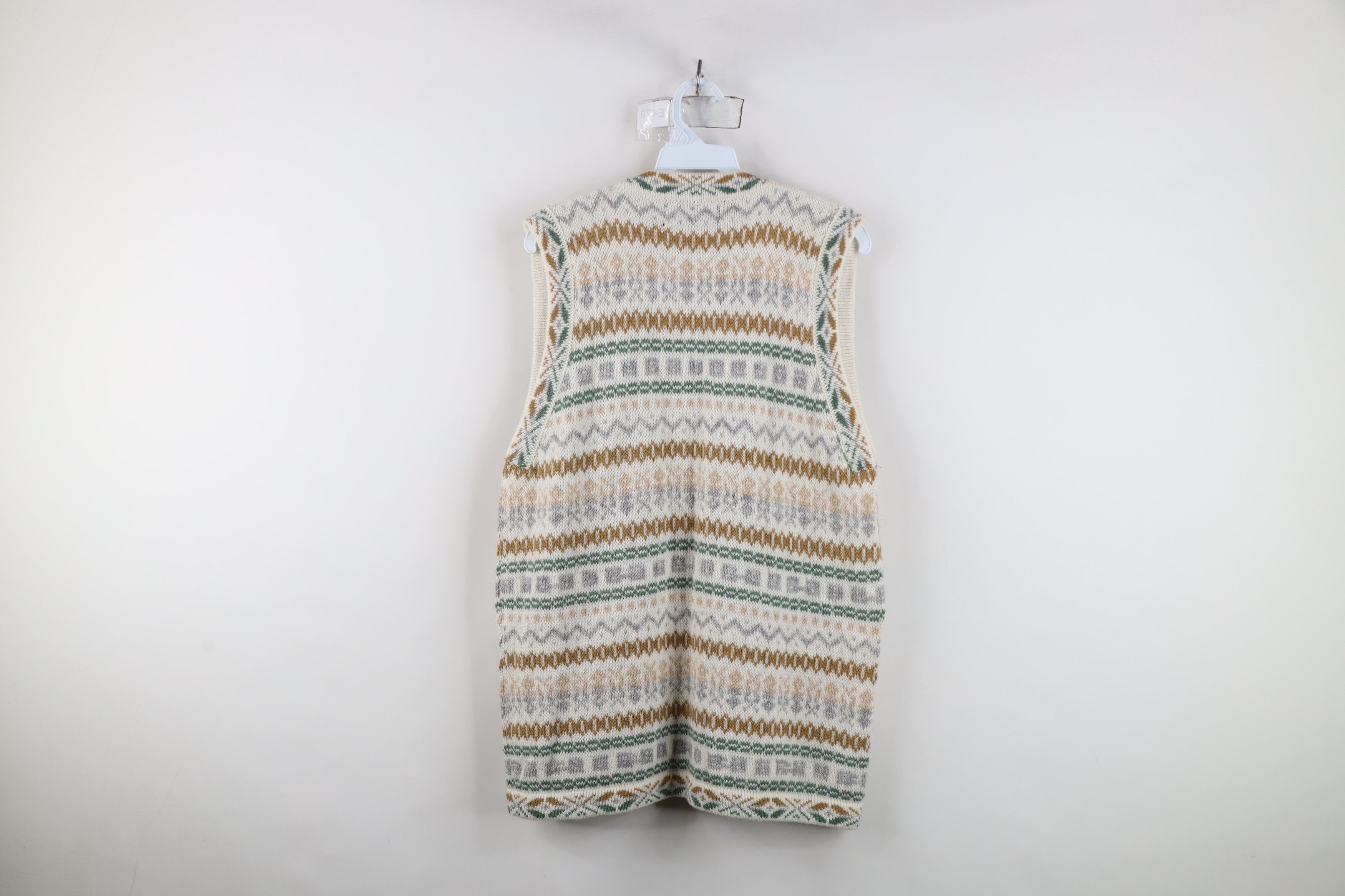 Vintage Vintage 90s Wool Knit Fair Isle Open Front Cardigan Sweater Size M / US 6-8 / IT 42-44 - 9 Thumbnail