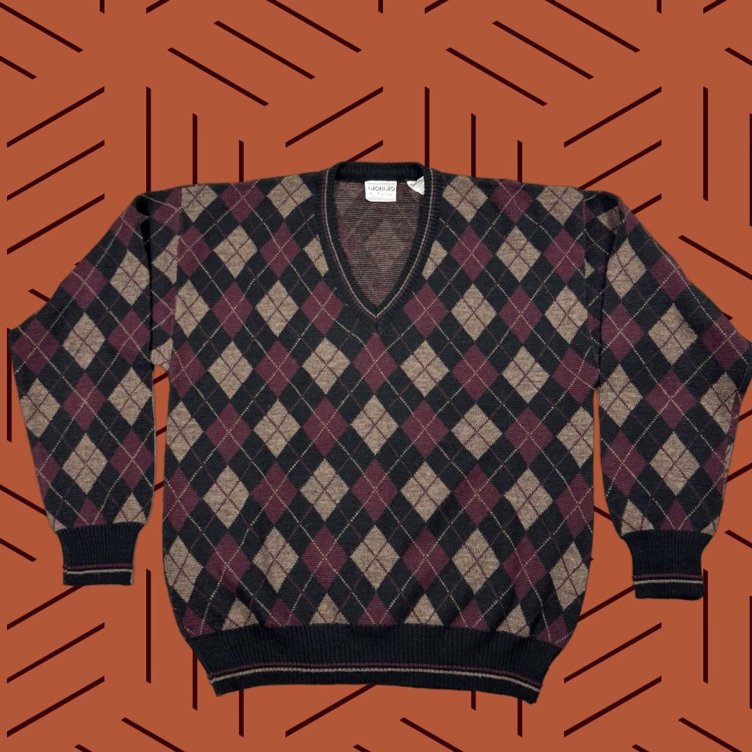 Vintage VINTAGE Giorgio Di Firenze Argyle Diamond Knit Sweater Men's Large Italy Fall Winter Casual Preppy Pullover Size US L / EU 52-54 / 3 - 1 Thumbnail