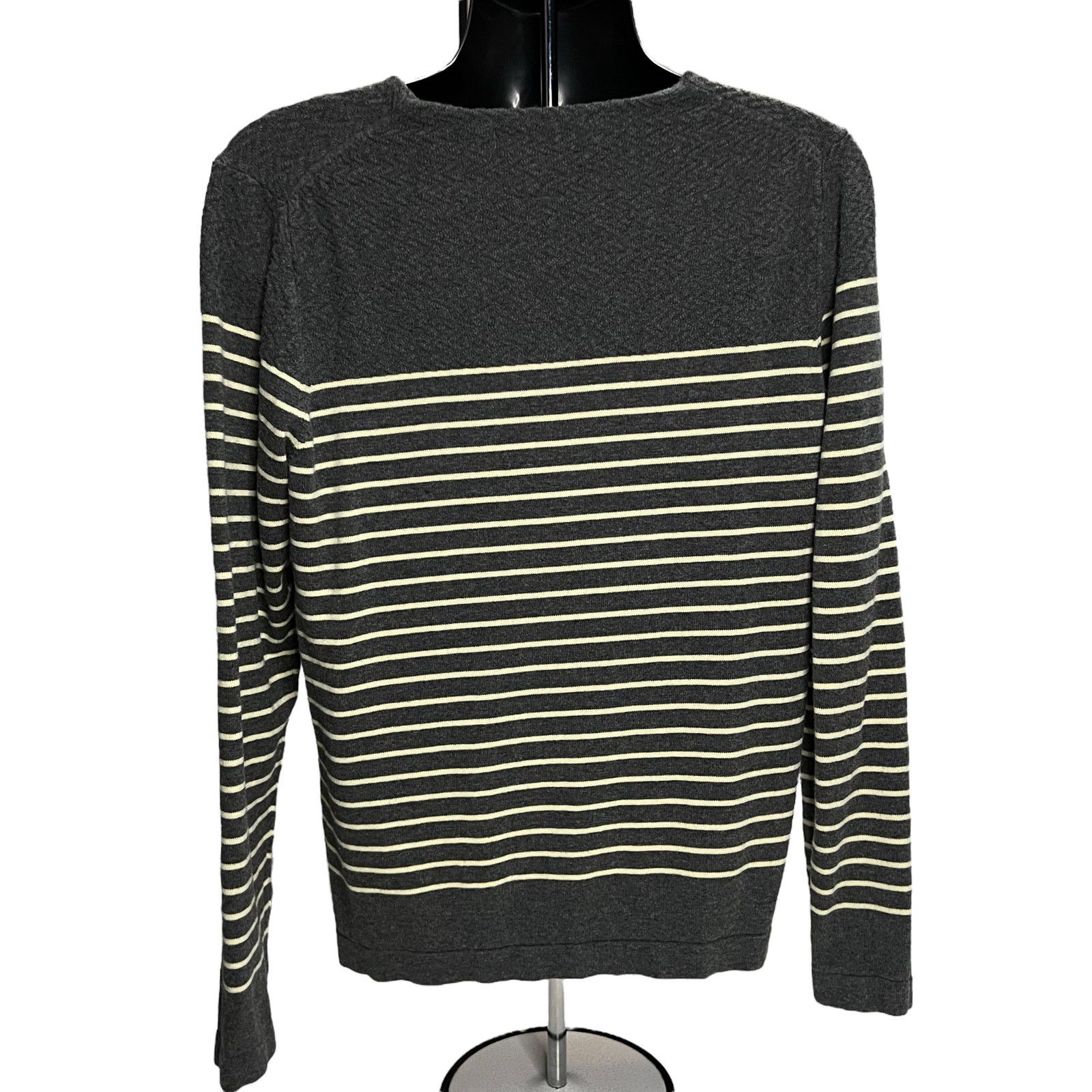 Zara Zara Man Sweater XL Striped Gray Long-Sleeve Knit Pullover Size US XL / EU 56 / 4 - 2 Thumbnail