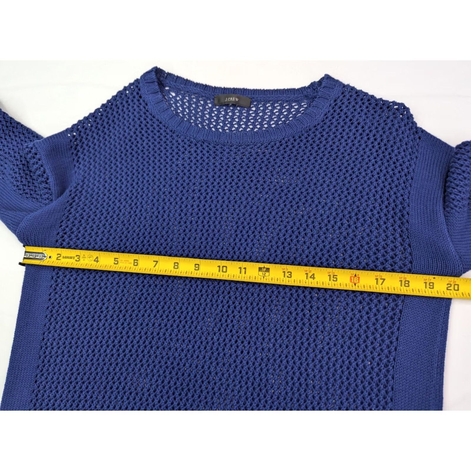 J.Crew J. Crew Sweater Navy Blue Cable-Knit Pullover Crew Neck 3/4 Sleeve 100% Cotton Women L Size L / US 10 / IT 46 - 6 Thumbnail