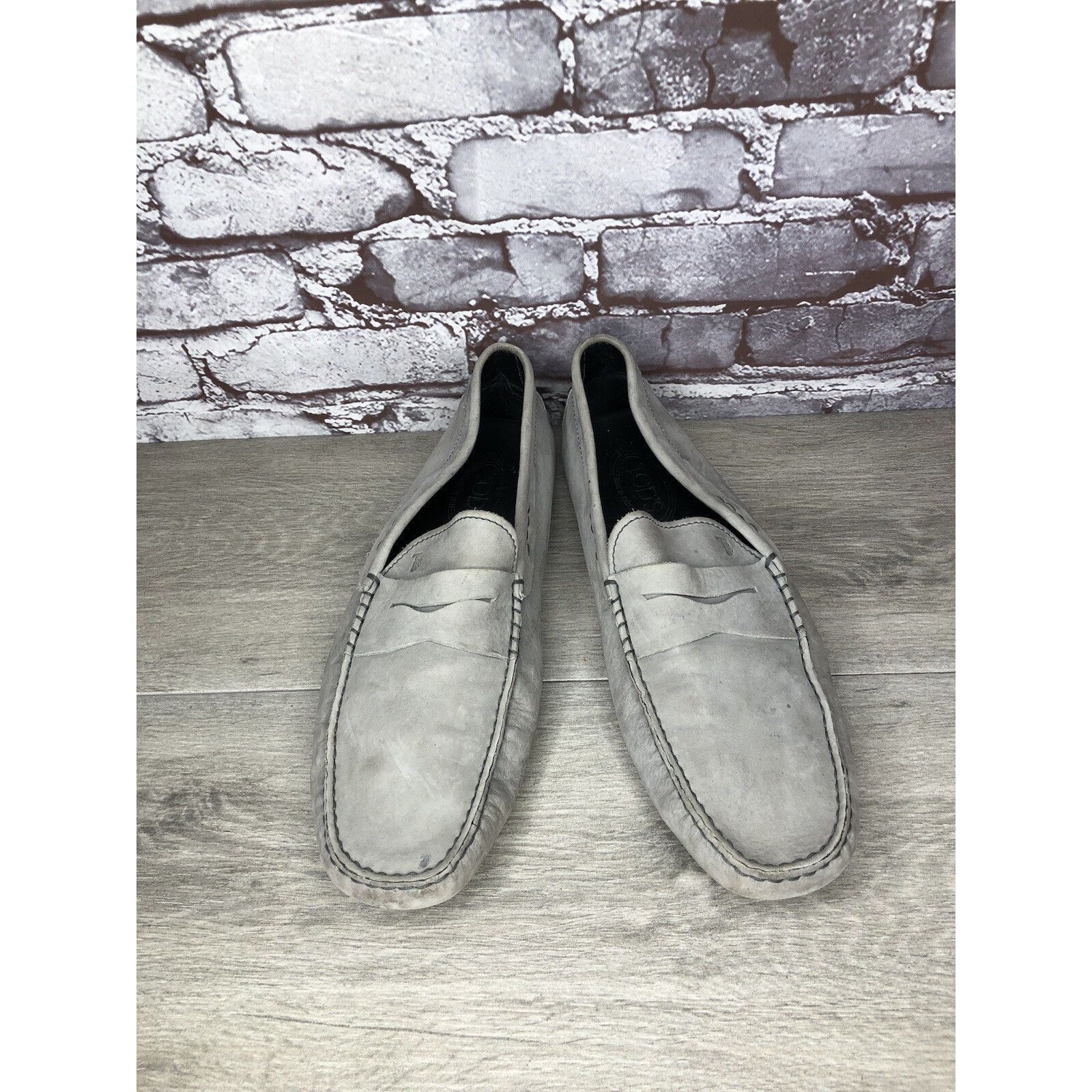 Tod's Tods Gray Suede Leather Penny Gommino Driving Loafers Shoes Size US 10.5 / EU 43-44 - 16 Thumbnail