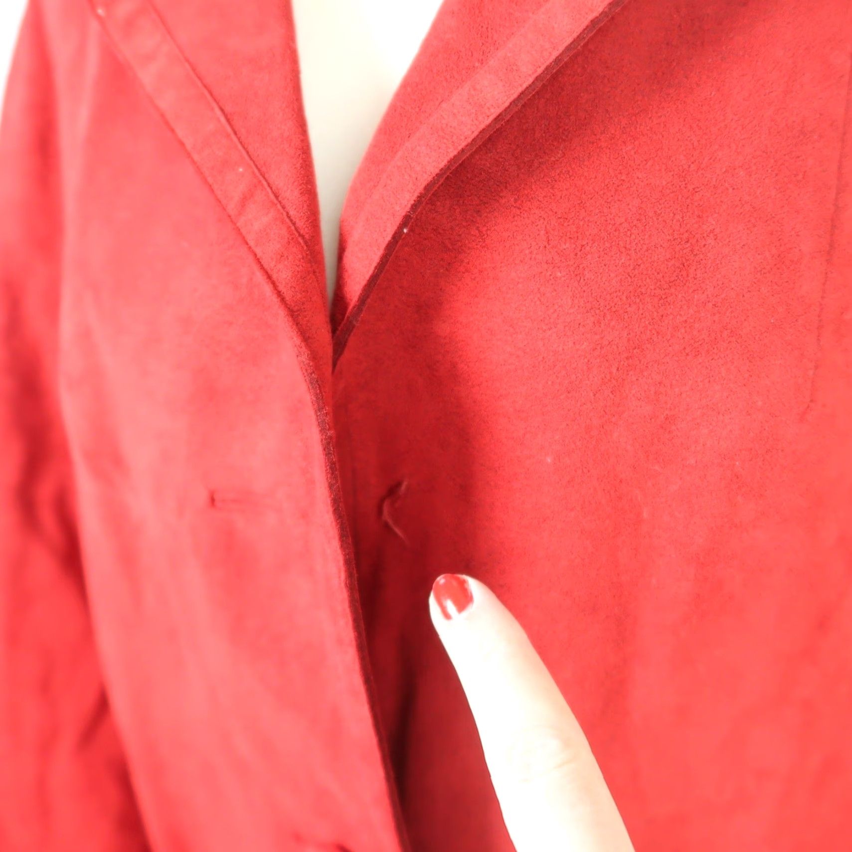 Vintage VINTAGE 70s deep red faux suede button front mid length coat L Womens Overcoat Regular Size Size L / US 10 / IT 46 - 5 Thumbnail
