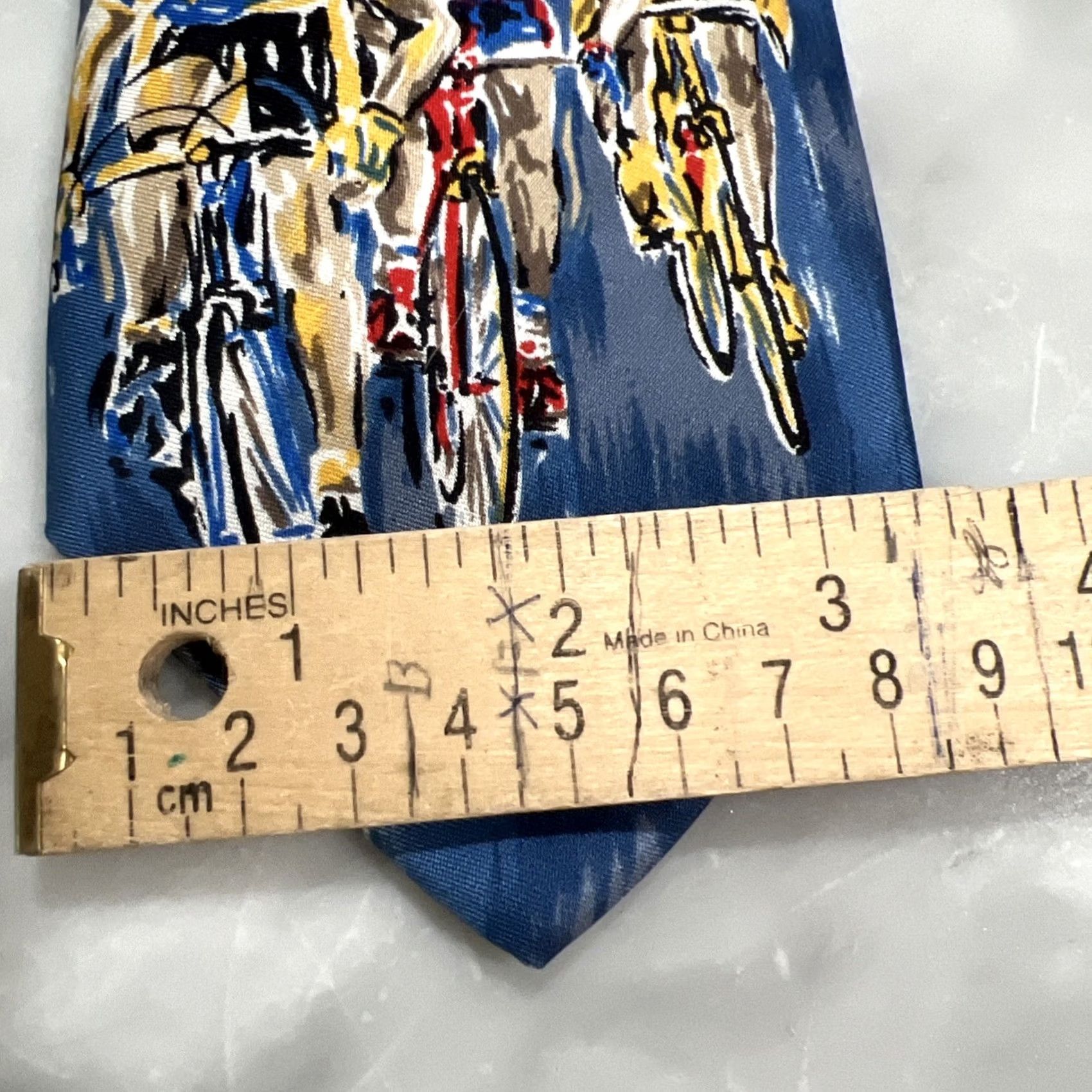 Lands' End Lands' End 100% Silk Men’s Necktie Cyclists Racing Theme 3 5/8x60 Made USA Blue Tie Mens Silk Neckwear Long 60" (3 5/8") Size ONE SIZE - 7 Thumbnail