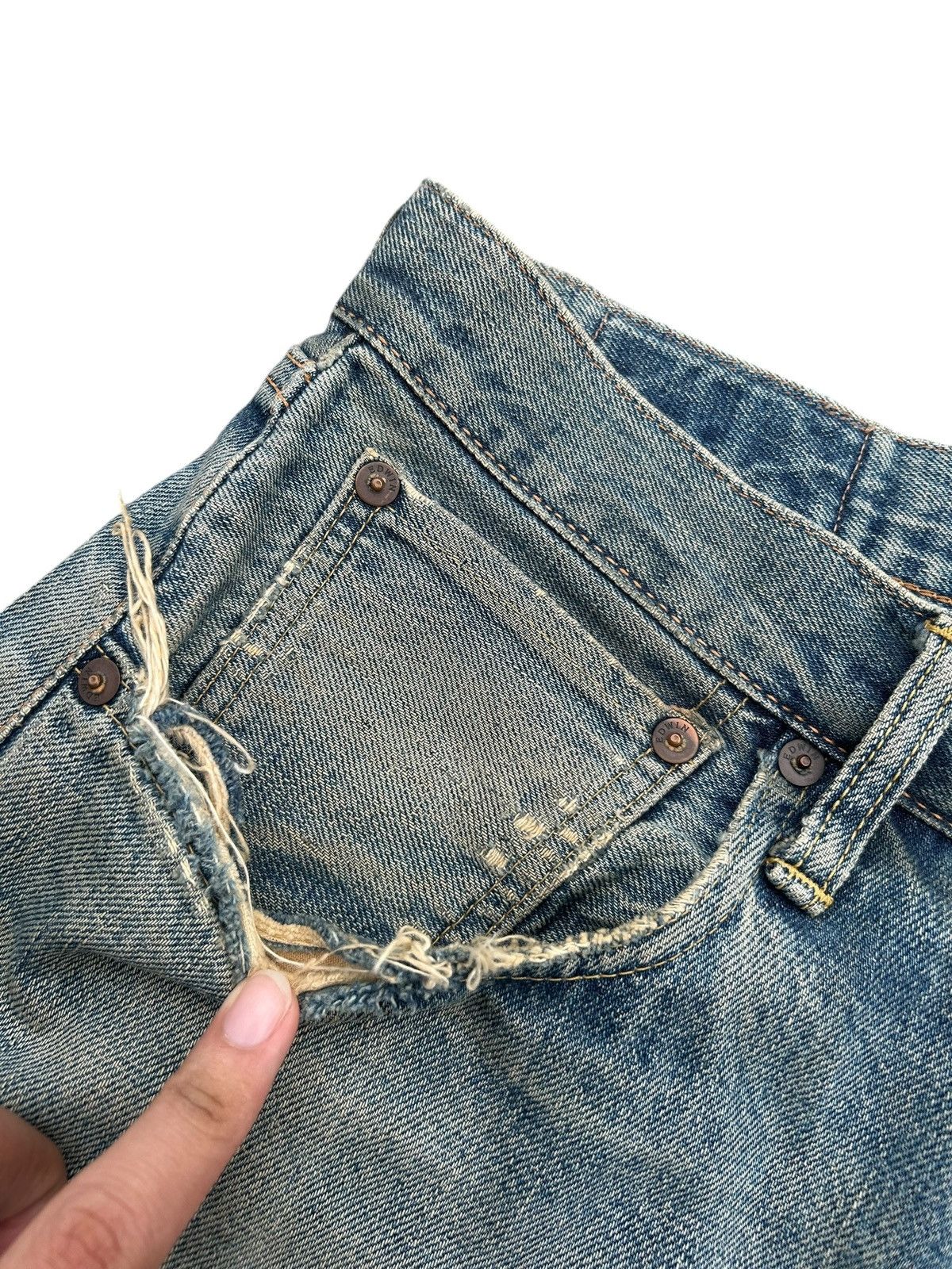 Kapital Thrashed Vintage Edwin 505 Selvedge Dirty Rusty Denim Jeans Size US 33 - 7 Thumbnail
