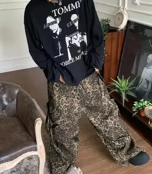 Japanese Brand × Vintage Leopard print paratrooper pleated cargo wide-leg pants Size US 32 / EU 48 - 2 Thumbnail