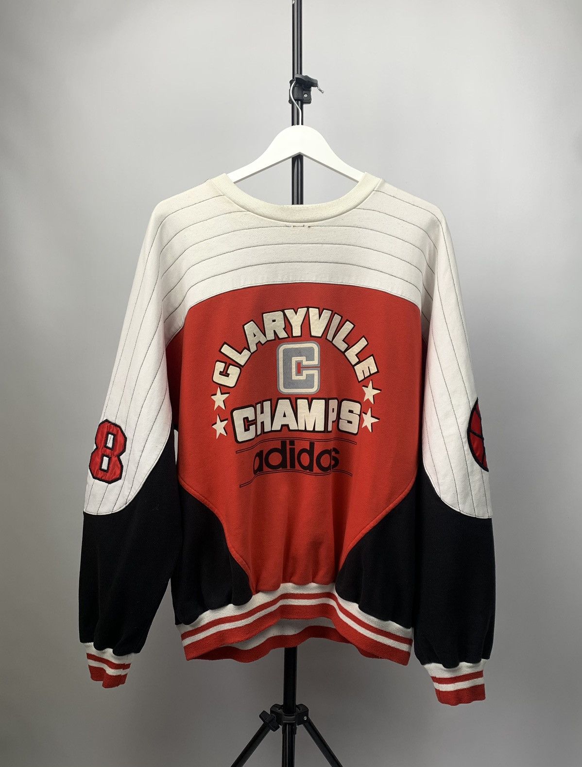 image of 90's Claryville Champs Adidas Crewneck Worn By Rundmc in Red, Men's (Size 2XL)